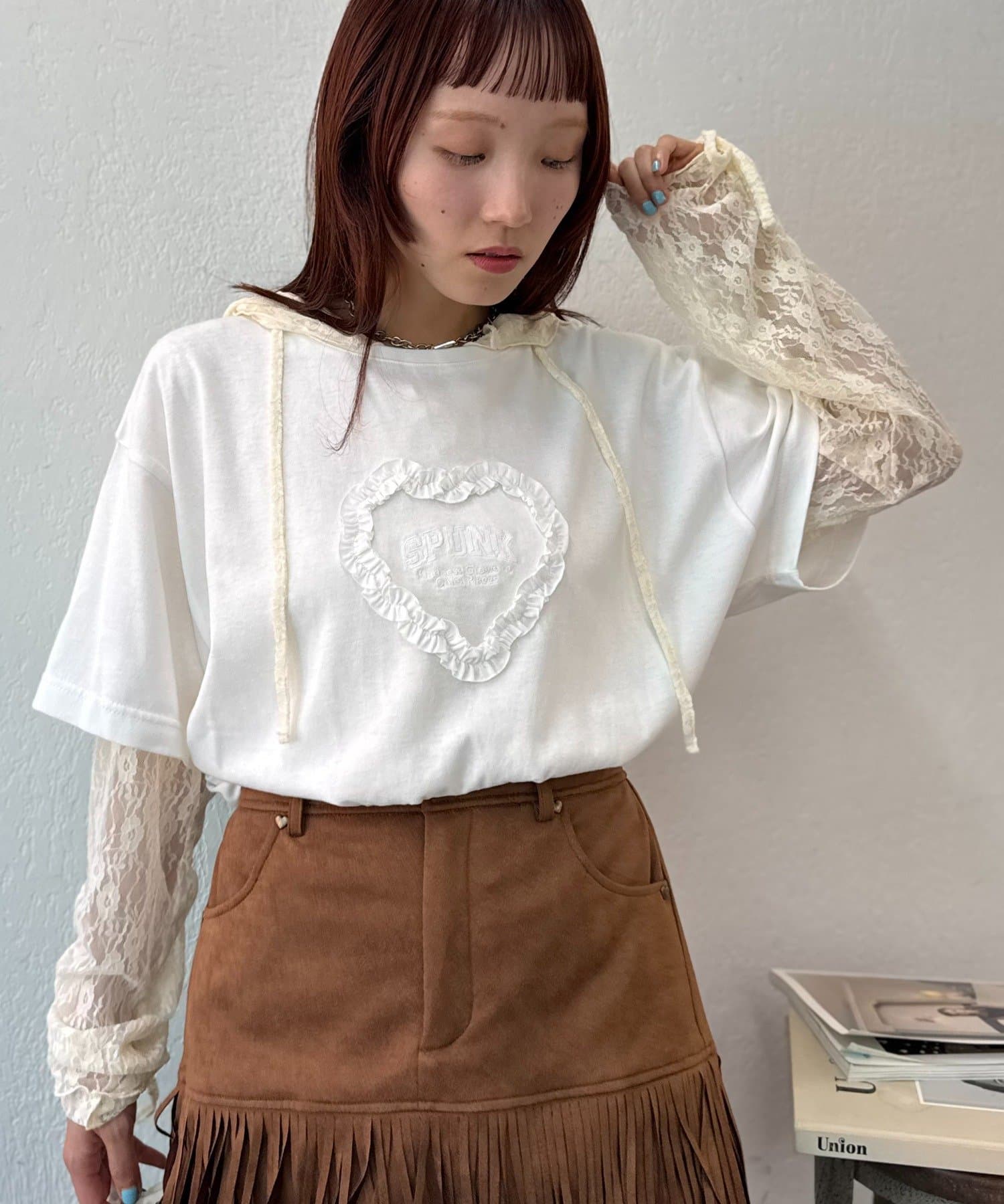 ♡ページ 25AW】ハートフリルピグメントT | w closet(ダブルクローゼット