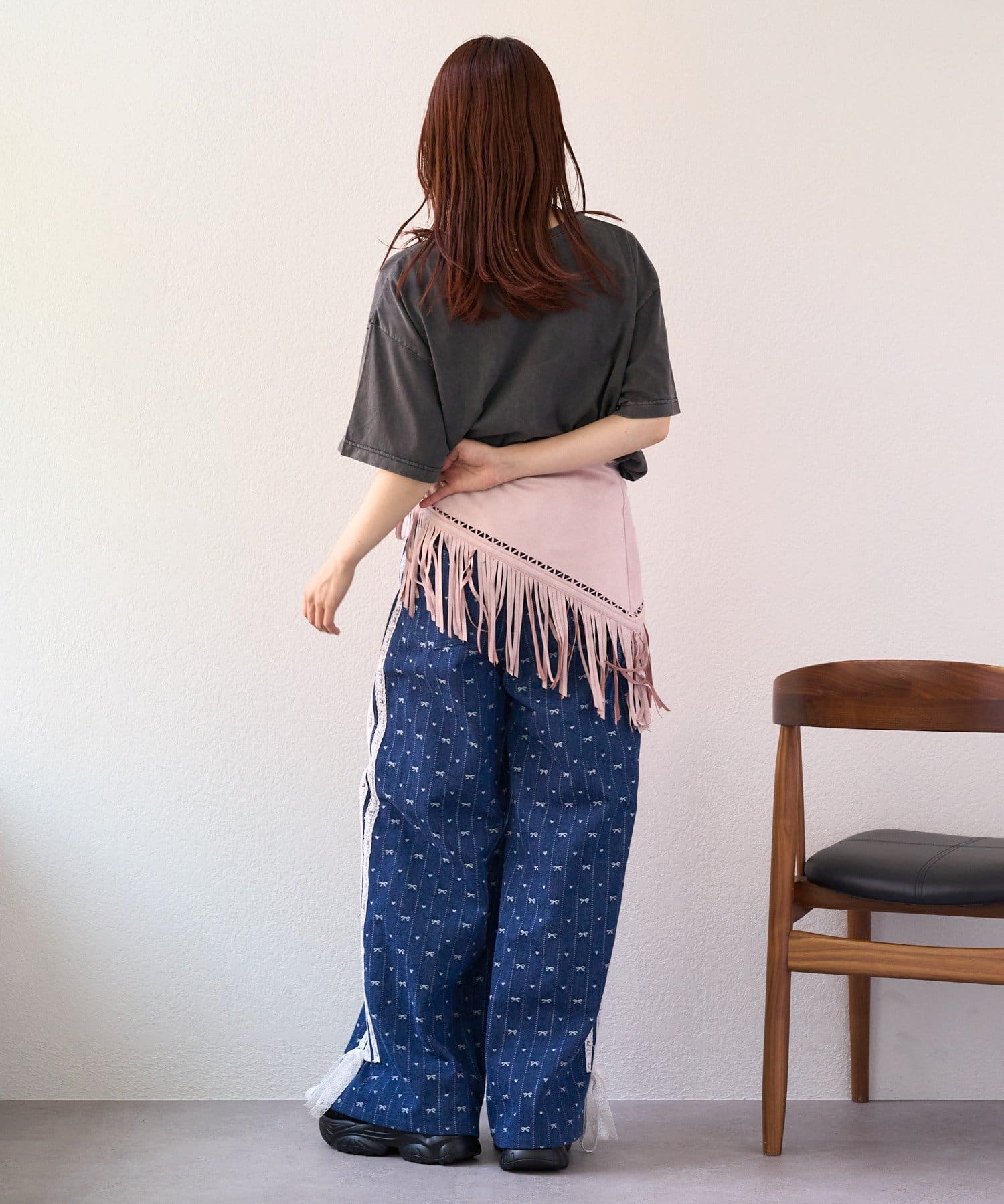 w closet(ダブルクローゼット) 【25AW】ハートフリルピグメントT