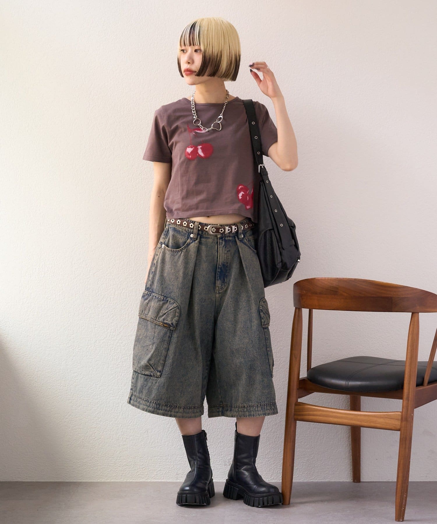 w closet(ダブルクローゼット) 【25AW】スプレーチェリーT