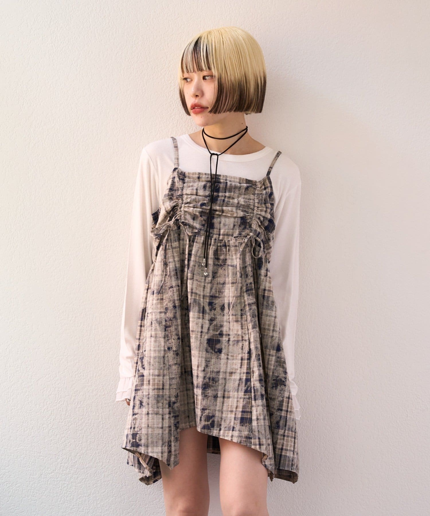 ブラウス シャツ 「25AW」クラッシュチェックキャミワンピ レディース 25AW】クラッシュチェックキャミワンピ | w closet(ダブル