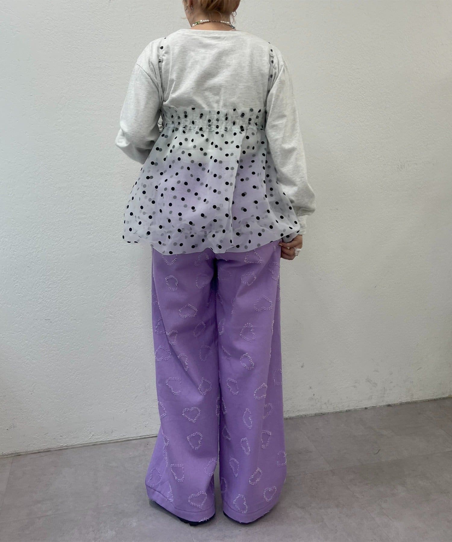 w closet(ダブルクローゼット) 【25AW】【2サイズ展開】ハートジャガードデニムパンツ