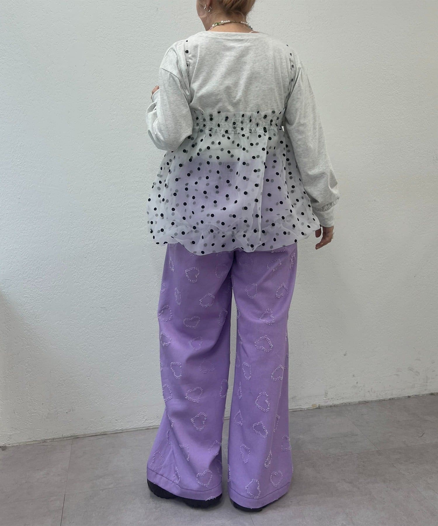 w closet(ダブルクローゼット) 【25AW】【2サイズ展開】ハートジャガードデニムパンツ