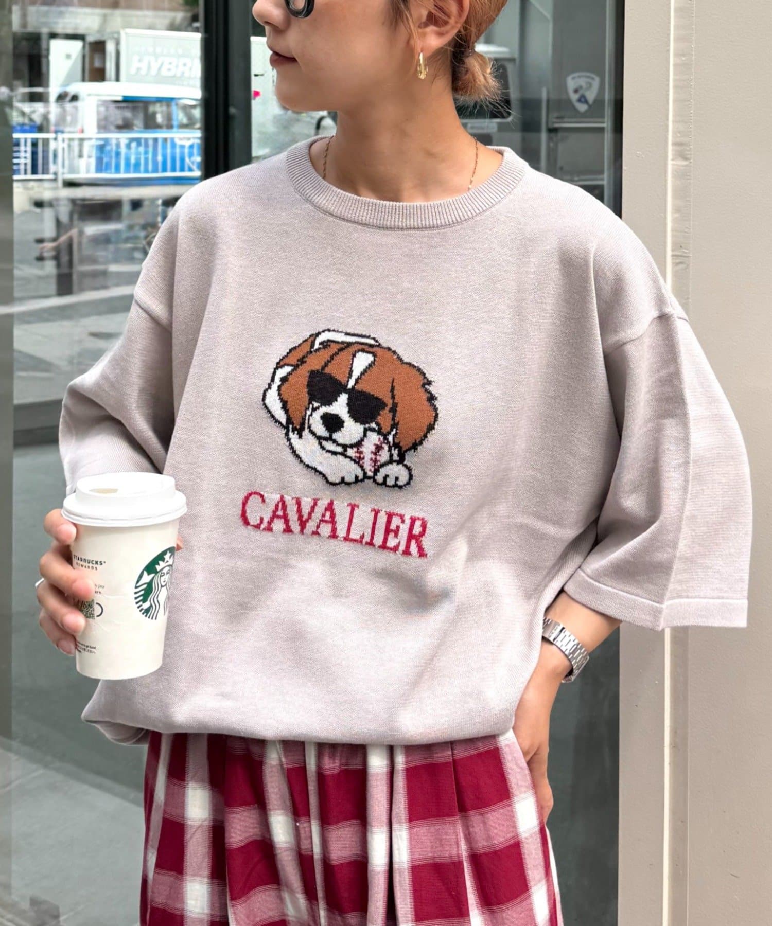 CIAOPANIC TYPY(チャオパニックティピー) 【ユニセックス】アニマル柄犬サマーニット半袖Tシャツ