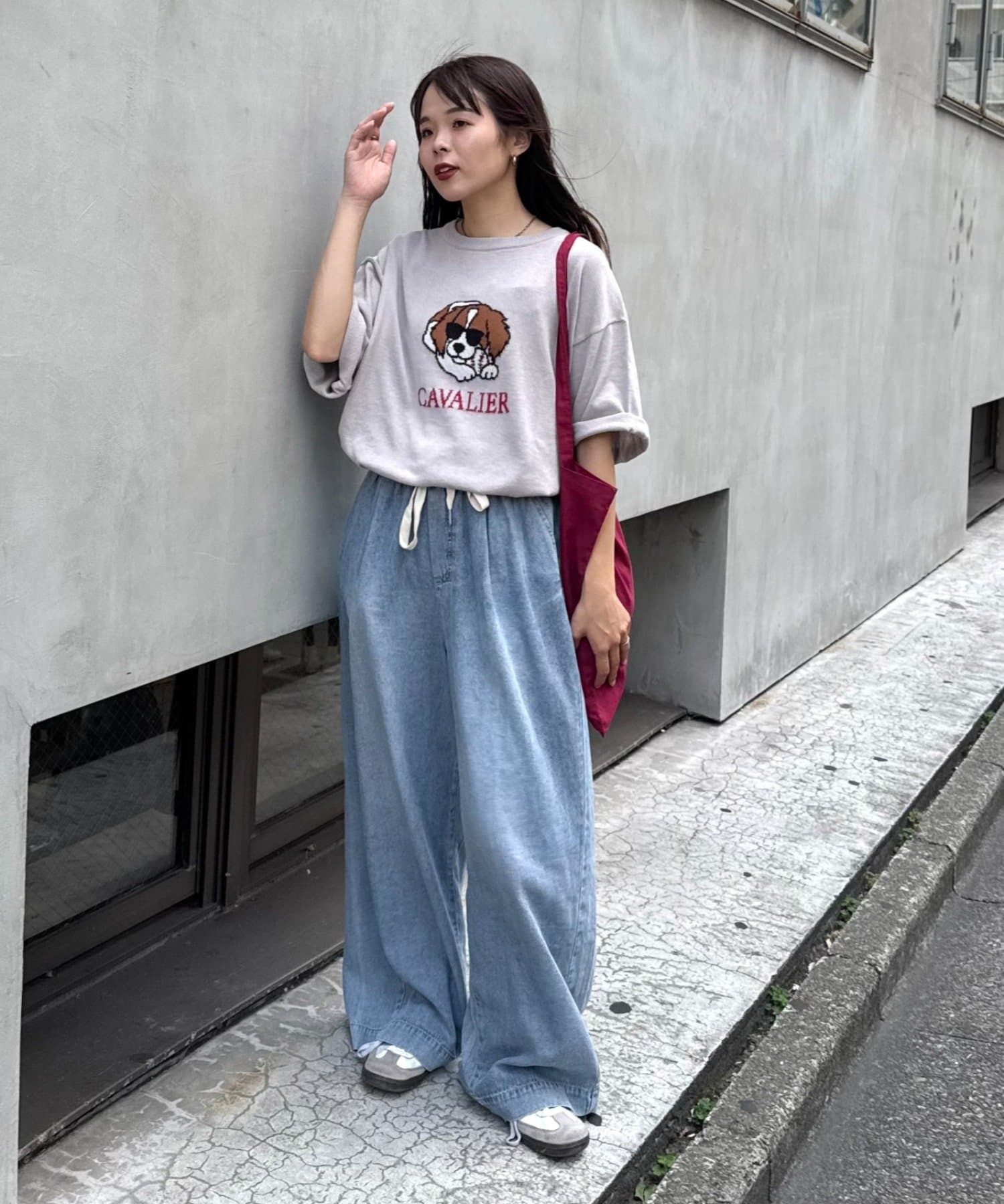 ユニセックス】アニマル柄犬サマーニット半袖Tシャツ