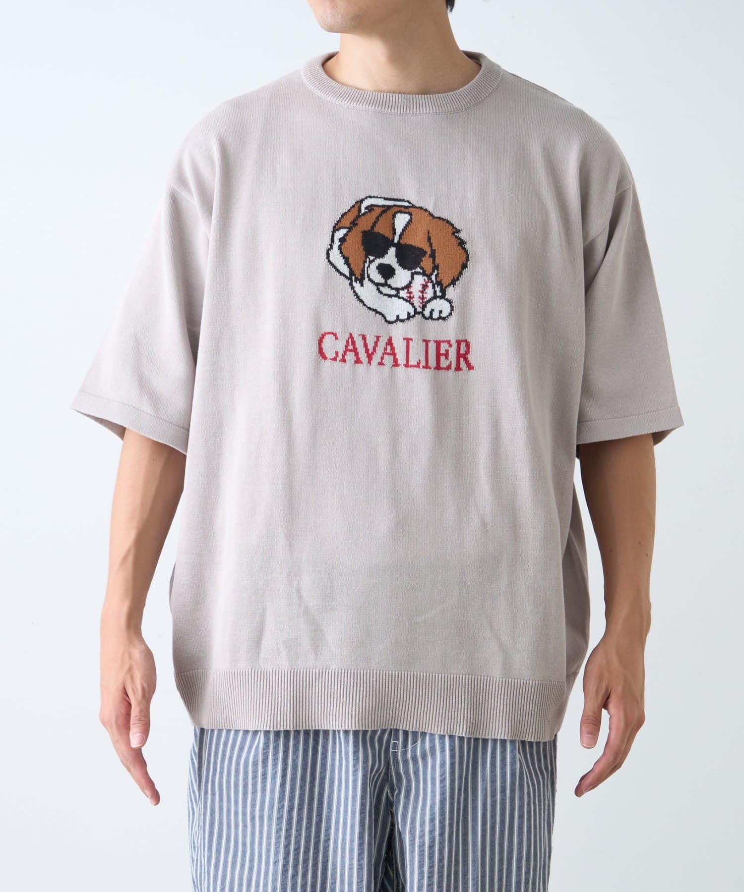 CIAOPANIC TYPY(チャオパニックティピー) 【ユニセックス】アニマル柄犬サマーニット半袖Tシャツ