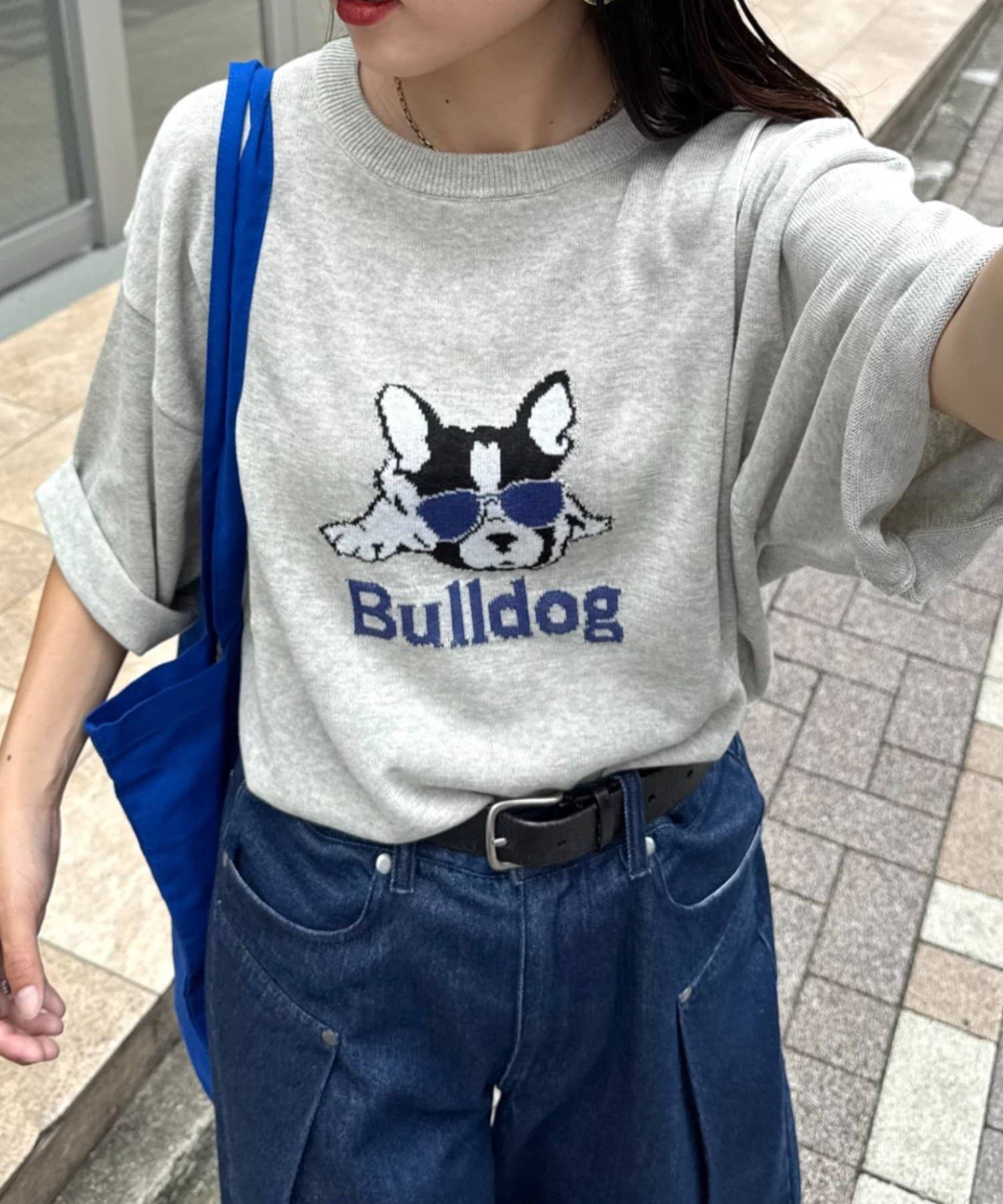 CIAOPANIC TYPY(チャオパニックティピー) 【ユニセックス】アニマル柄犬サマーニット半袖Tシャツ