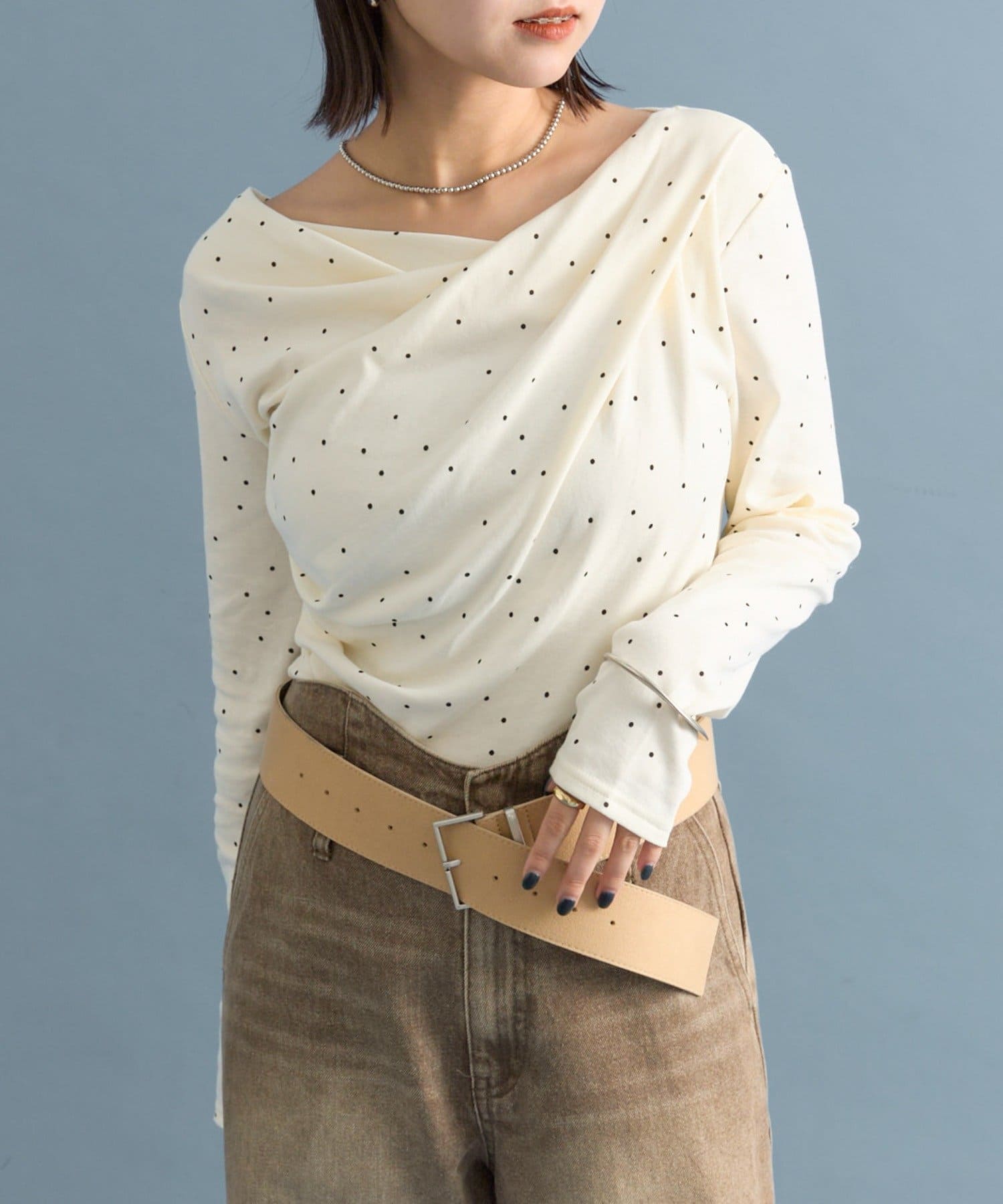 mystic(ミスティック) 【大人気シリーズ/新色ホワイト・グレー2】オフショルロングTシャツ※EC限定カラーあり
