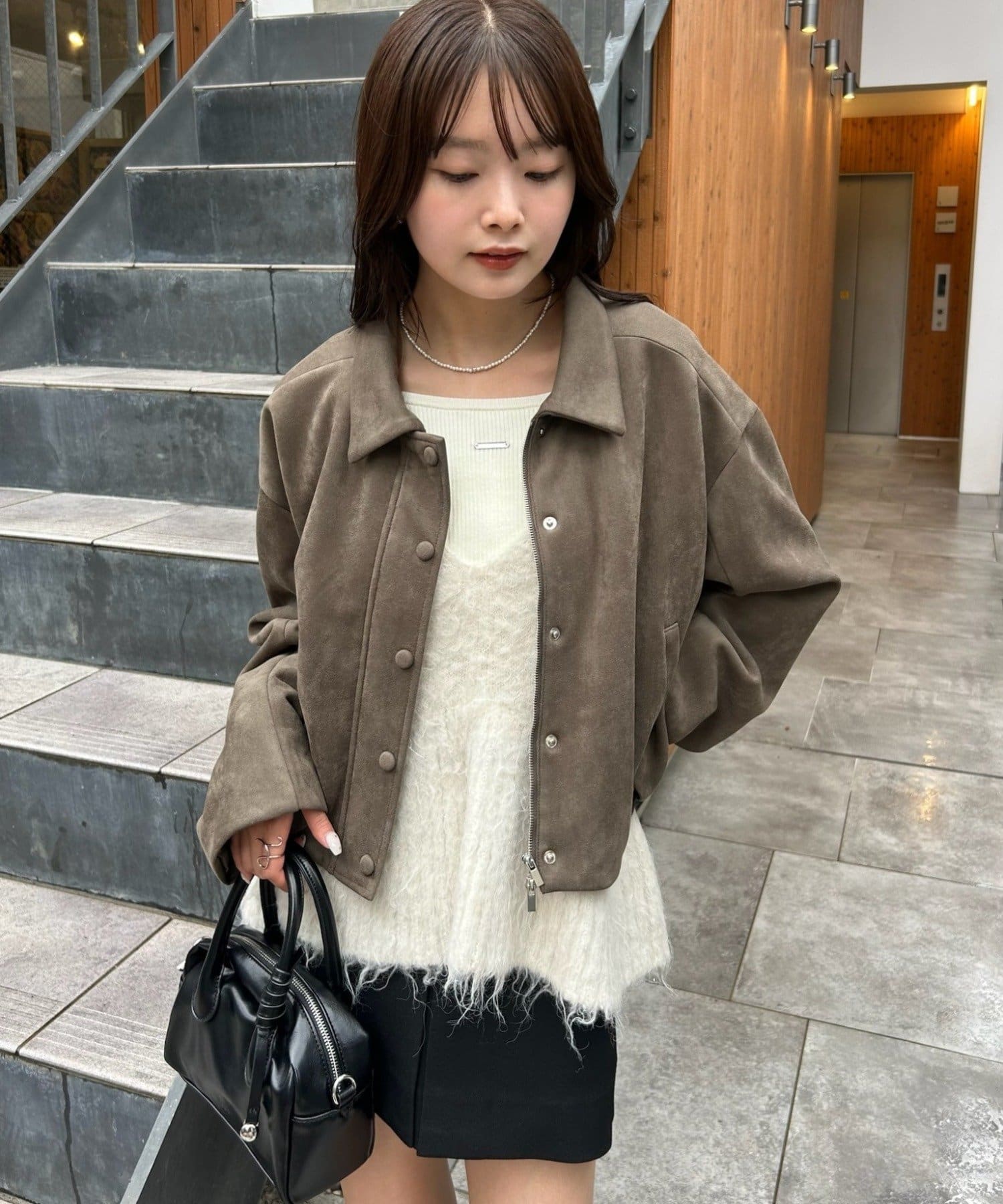 mystic(ミスティック) フェイクスウェードショートブルゾン