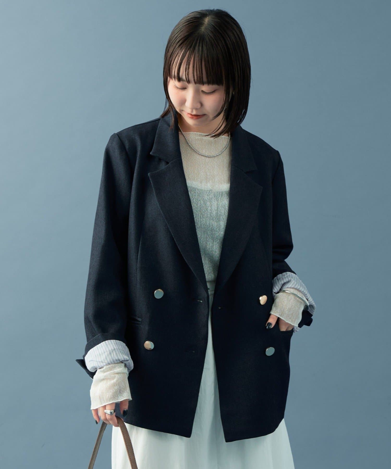 mysticの金ボタンテーラードジャケット
