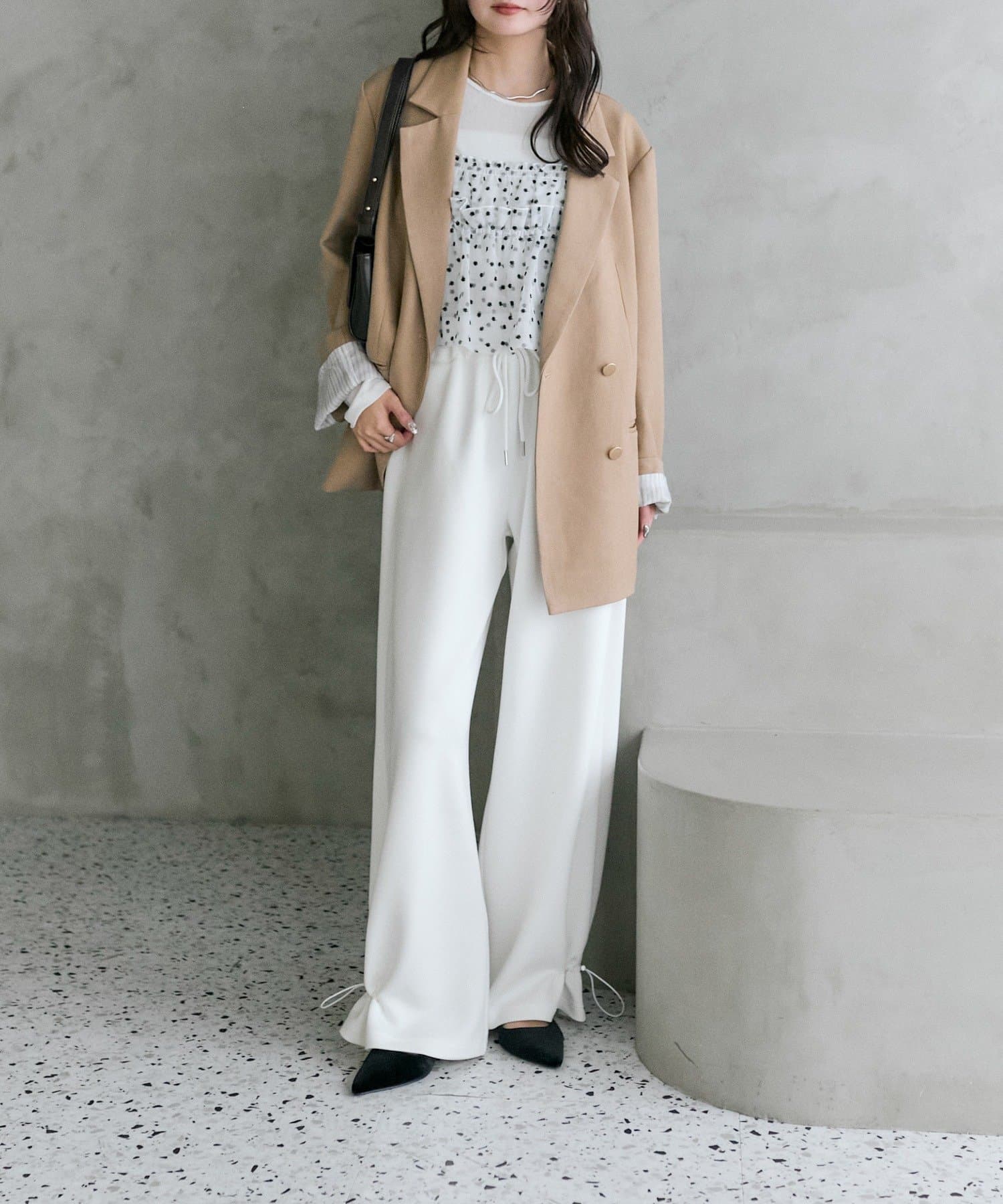 mystic(ミスティック) 《2026SS新色IVO / BEI 》【SET UP着用◎/アウターの中にも着込める◎】金ボタンテーラードジャケット