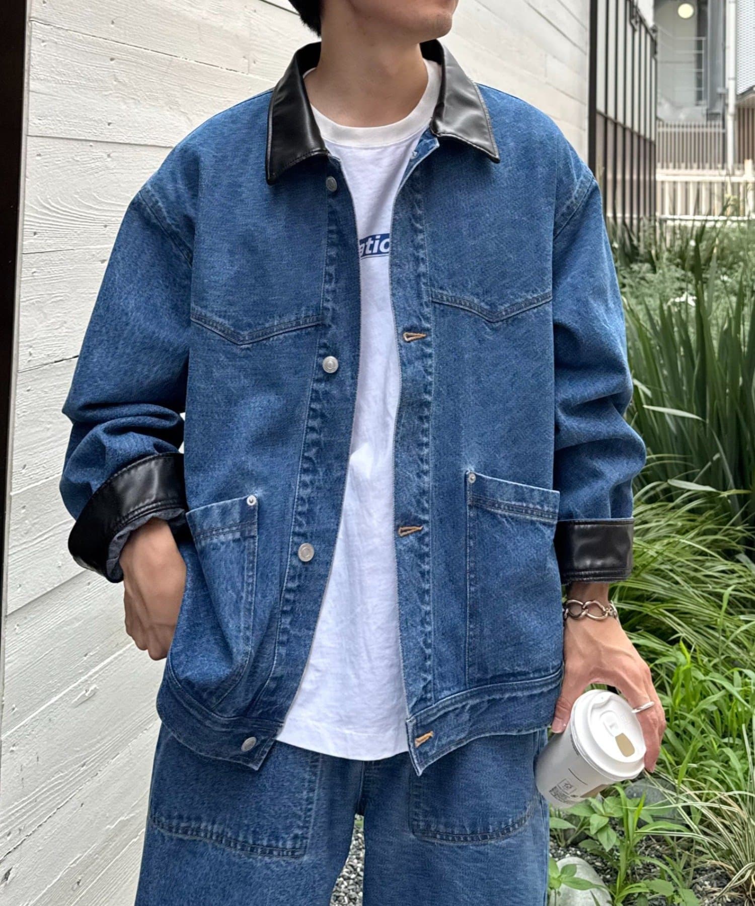 CIAOPANIC TYPY(チャオパニックティピー) 【MENS】レザーカラーウエスタンデニムジャケット/セットアップアイテムあり
