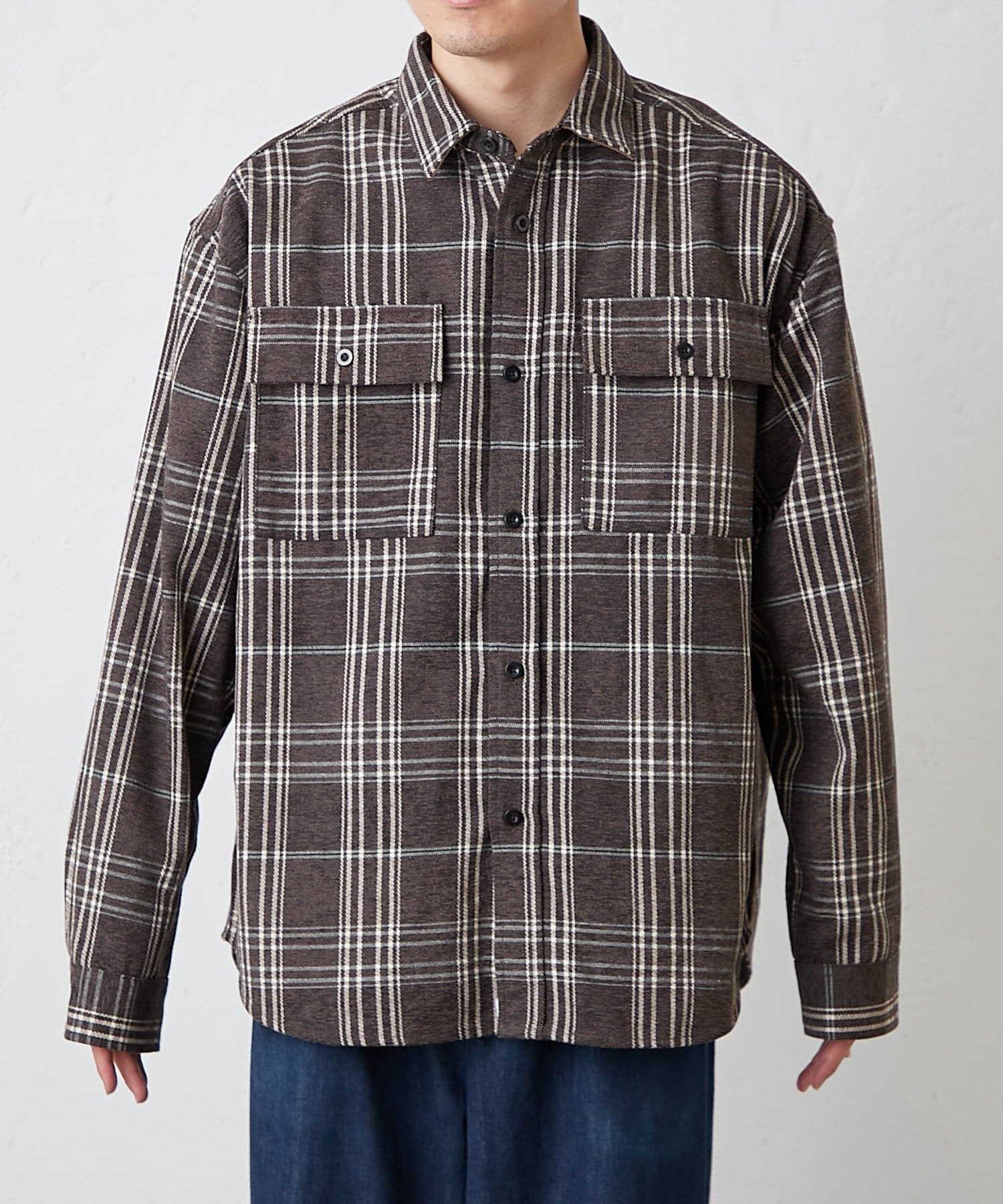 CIAOPANIC TYPY(チャオパニックティピー) 【コーデュロイ袖切り替え】【ユニセックス】モールチェックシャツジャケット