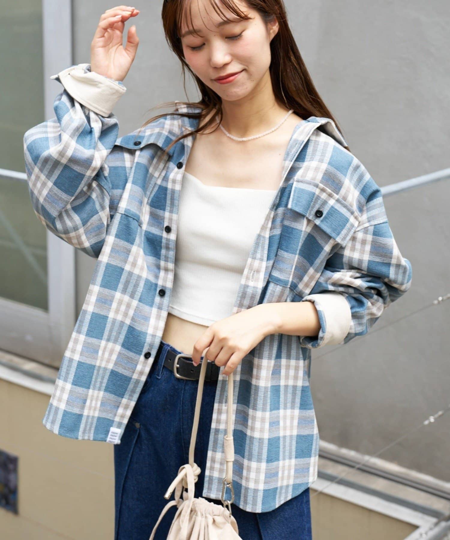 CIAOPANIC TYPY(チャオパニックティピー) 【コーデュロイ袖切り替え】【ユニセックス】モールチェックシャツジャケット