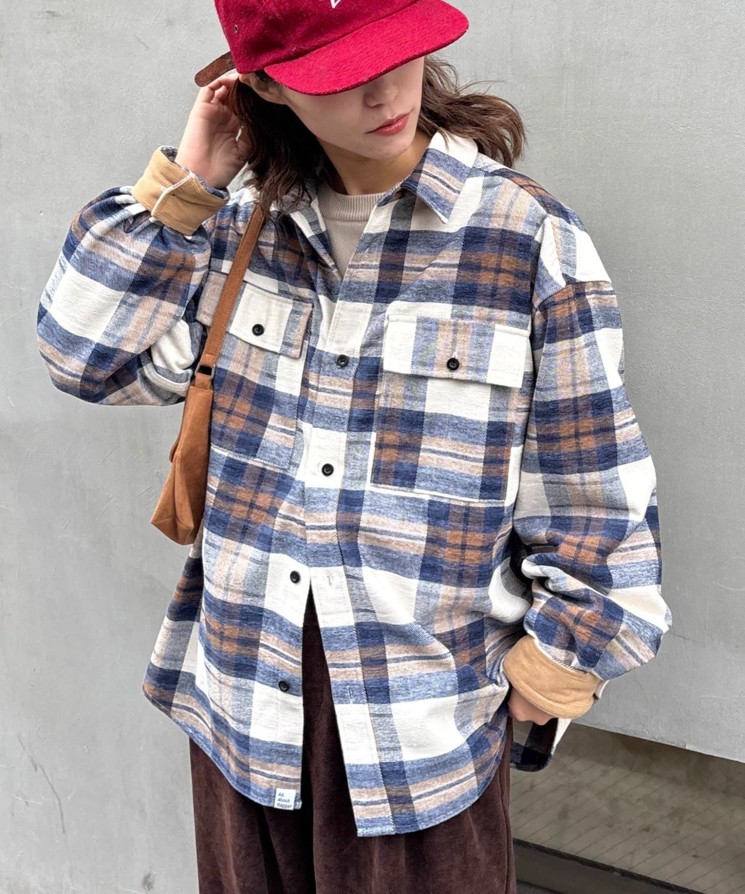 CIAOPANIC TYPY(チャオパニックティピー) 【コーデュロイ袖切り替え】【ユニセックス】モールチェックシャツジャケット