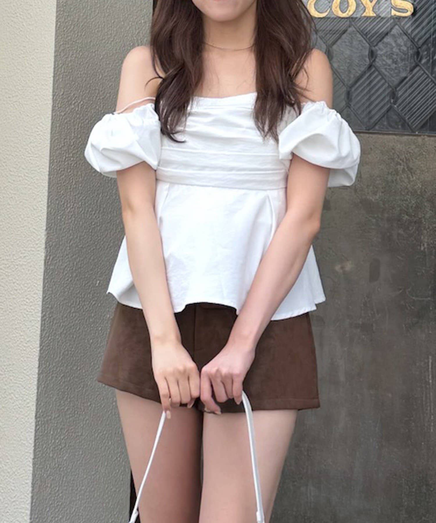 mline(エムライン) [mline]オフショル ギャザーブラウス