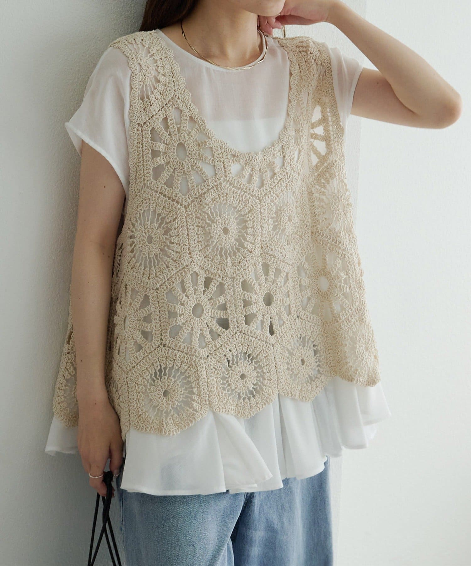 PUAL CE CIN(ピュアルセシン) 【25AW】カギ針編み風ビスチェ