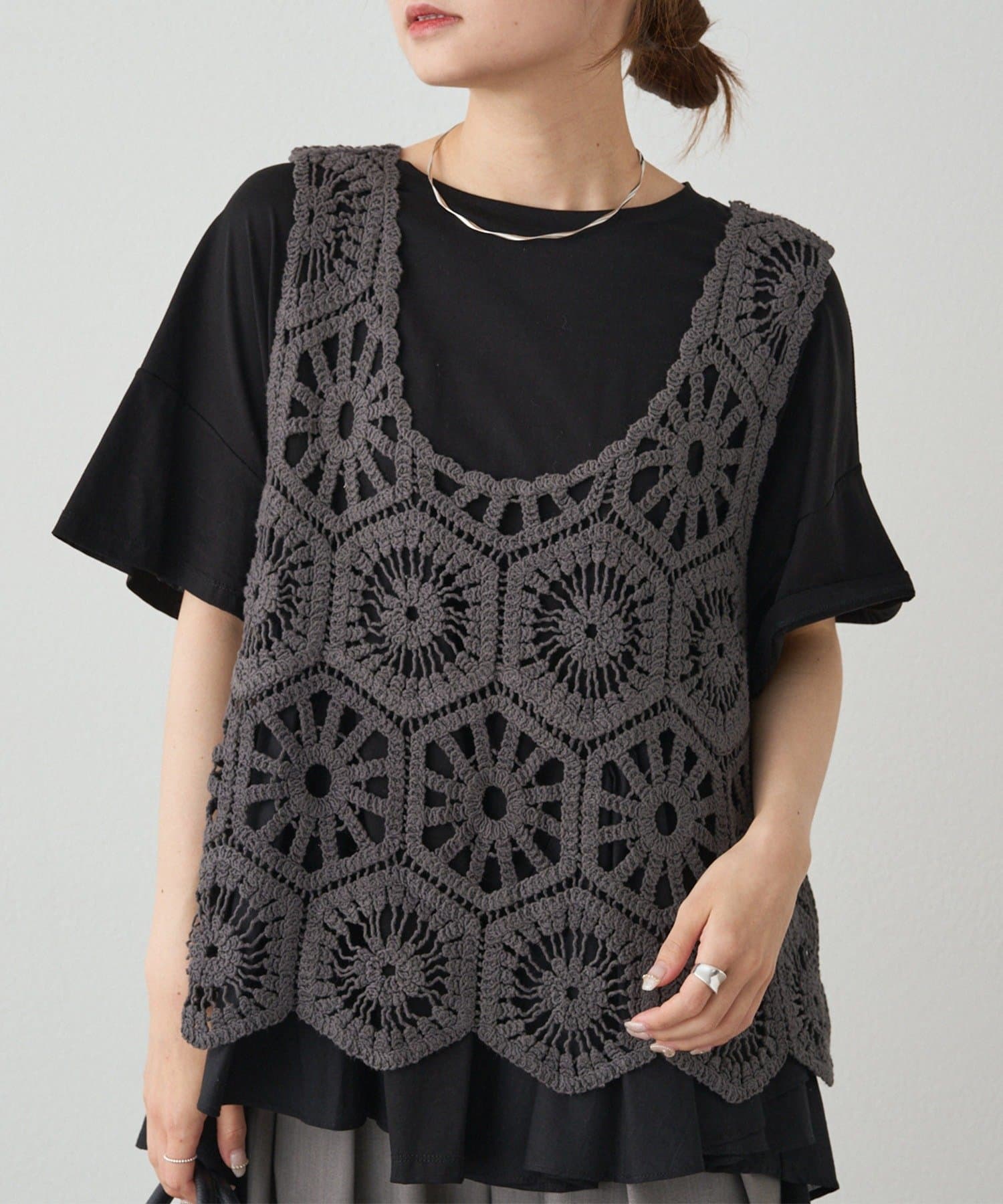 PUAL CE CIN(ピュアルセシン) 【25AW】カギ針編み風ビスチェ