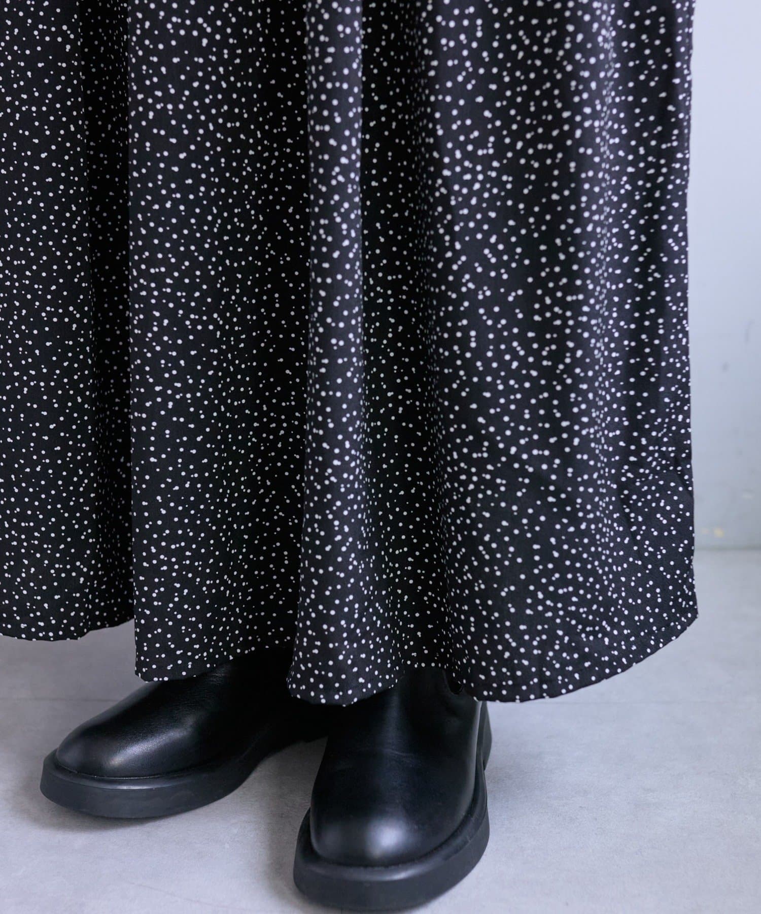 PUAL CE CIN(ピュアルセシン) 《リバイバル/WEB限定》【Du noir】ドット柄ウエストドロストワンピース