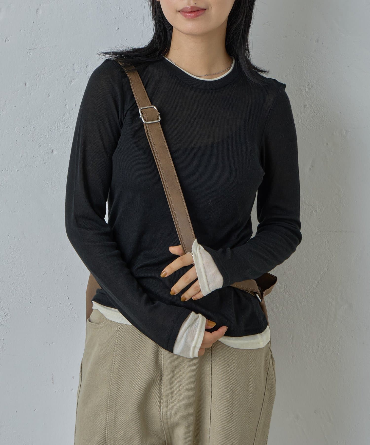 -goocy-(グーシー) 配色重ね着風シアーロンT