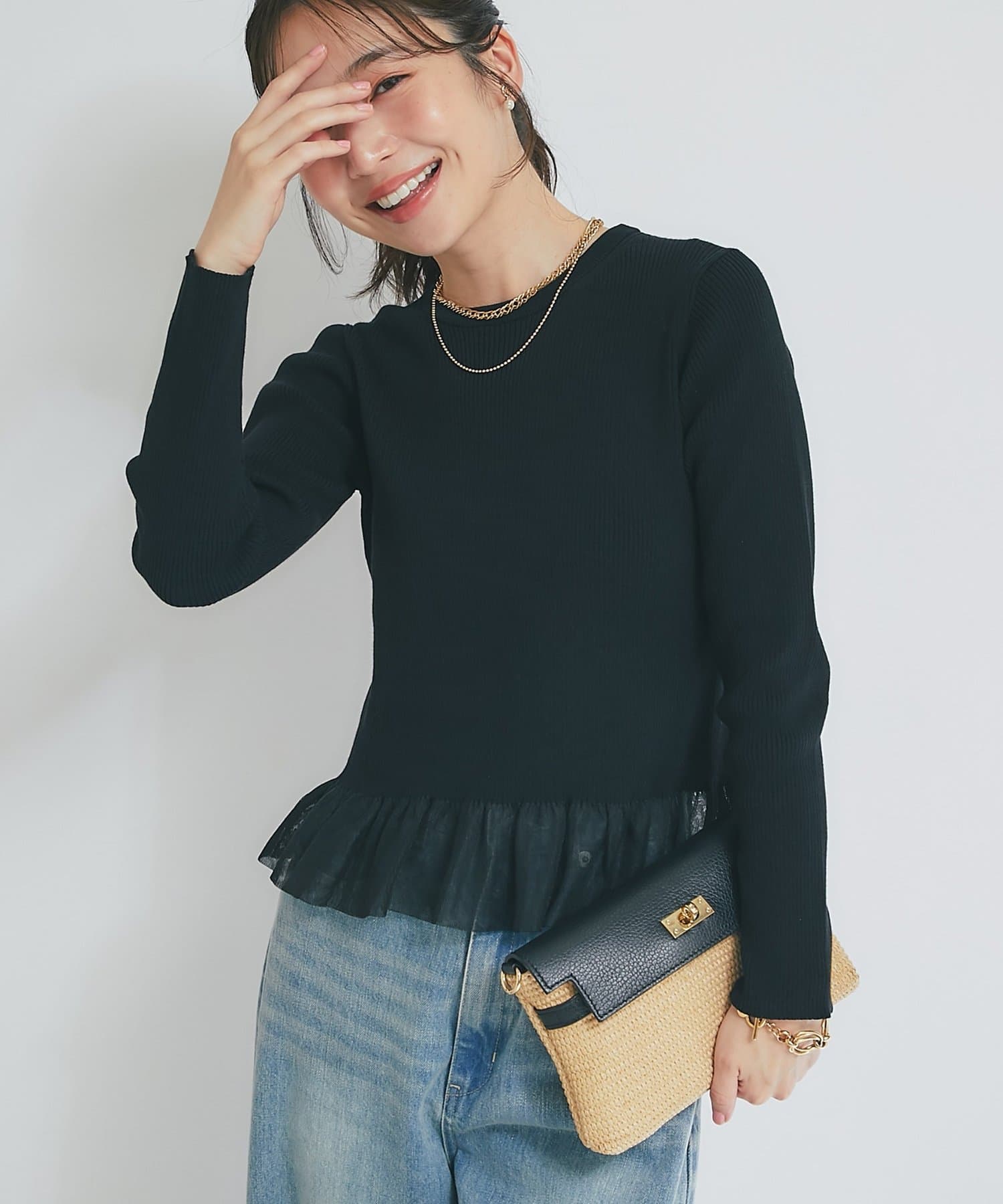 La boutique BonBon(ラブティックボンボン) 【着回し力◎】シアーフリルニット