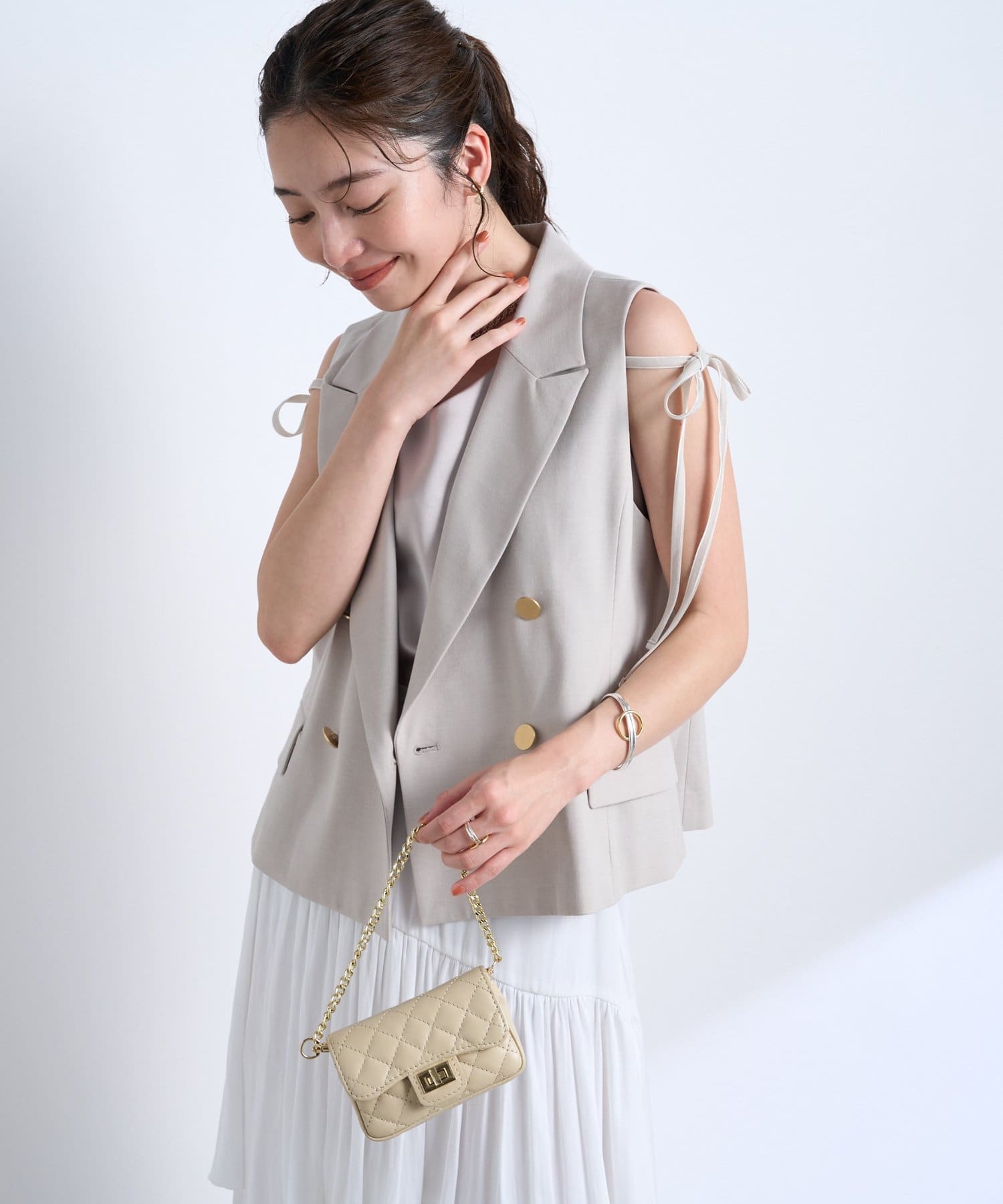 美品♡スタンブリーのジレ♡hlm ADORE Myu ベスト ジレ 「ZOZO 限定 Myu×m_i_mm_aさんコラボ」パール