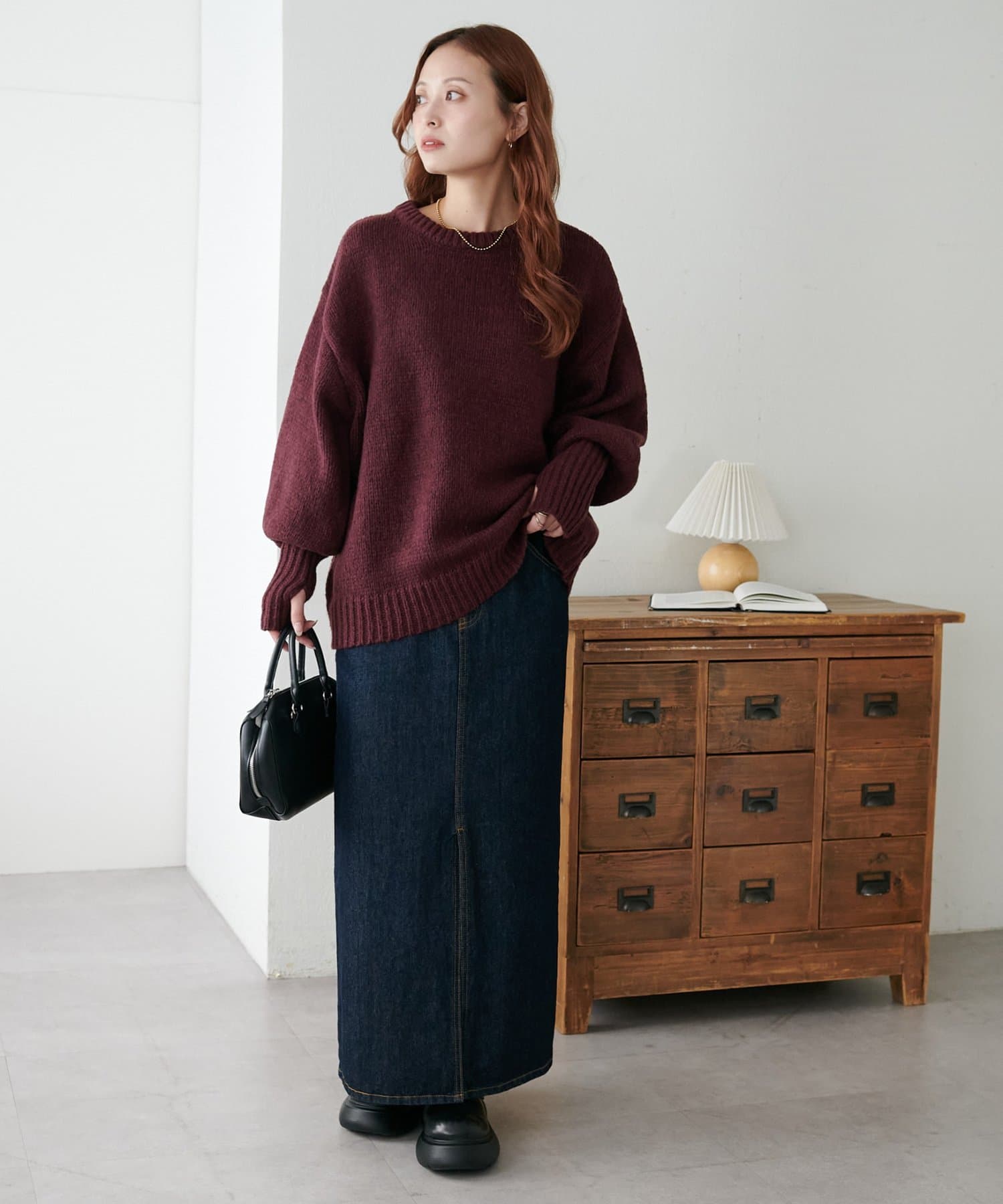 DISCOAT(ディスコート) 【手元まで防寒/WEB限定】マントスリーブニット