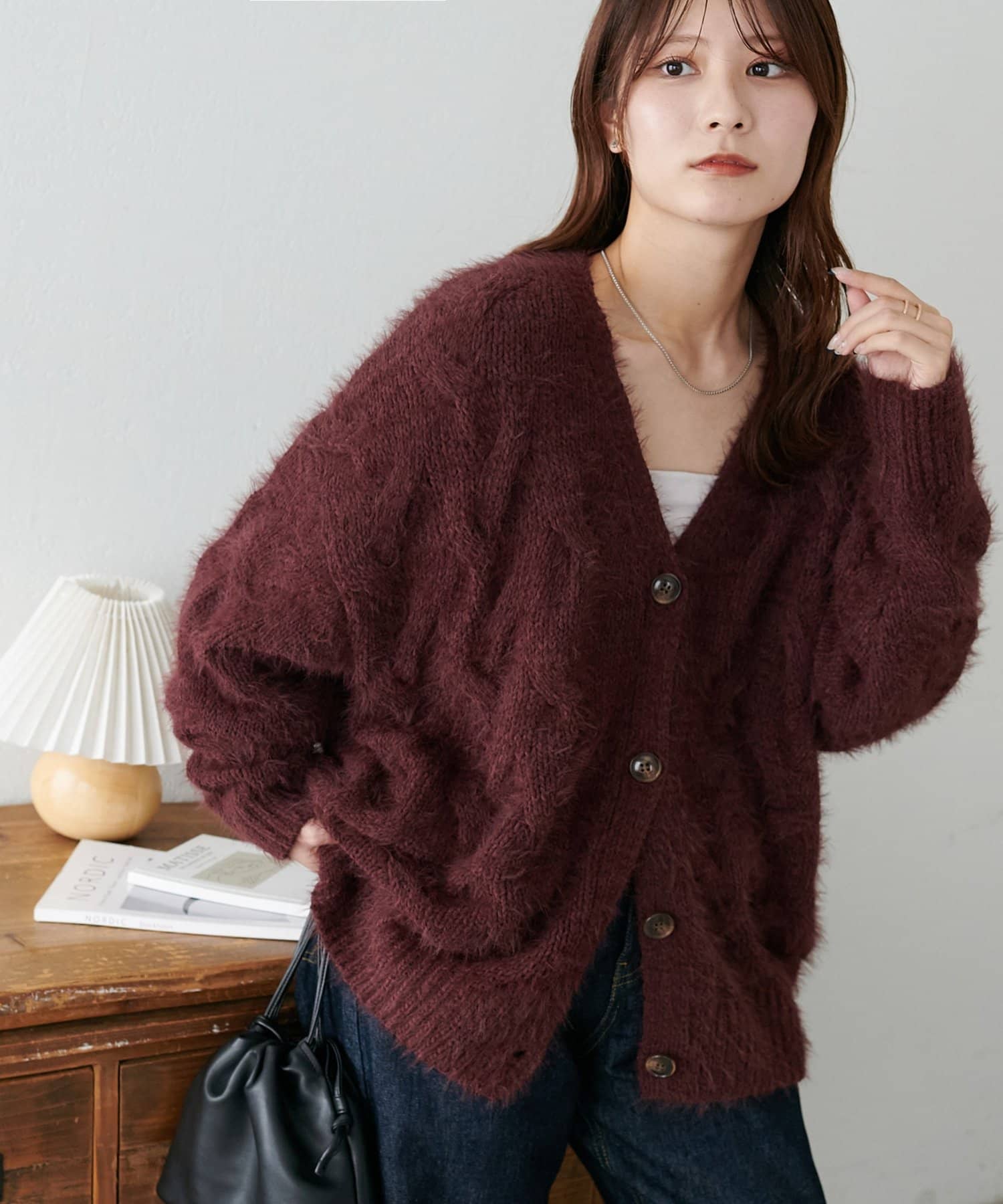 DISCOAT(ディスコート) 【WEB限定】ケーブルシャギーニットカーデ