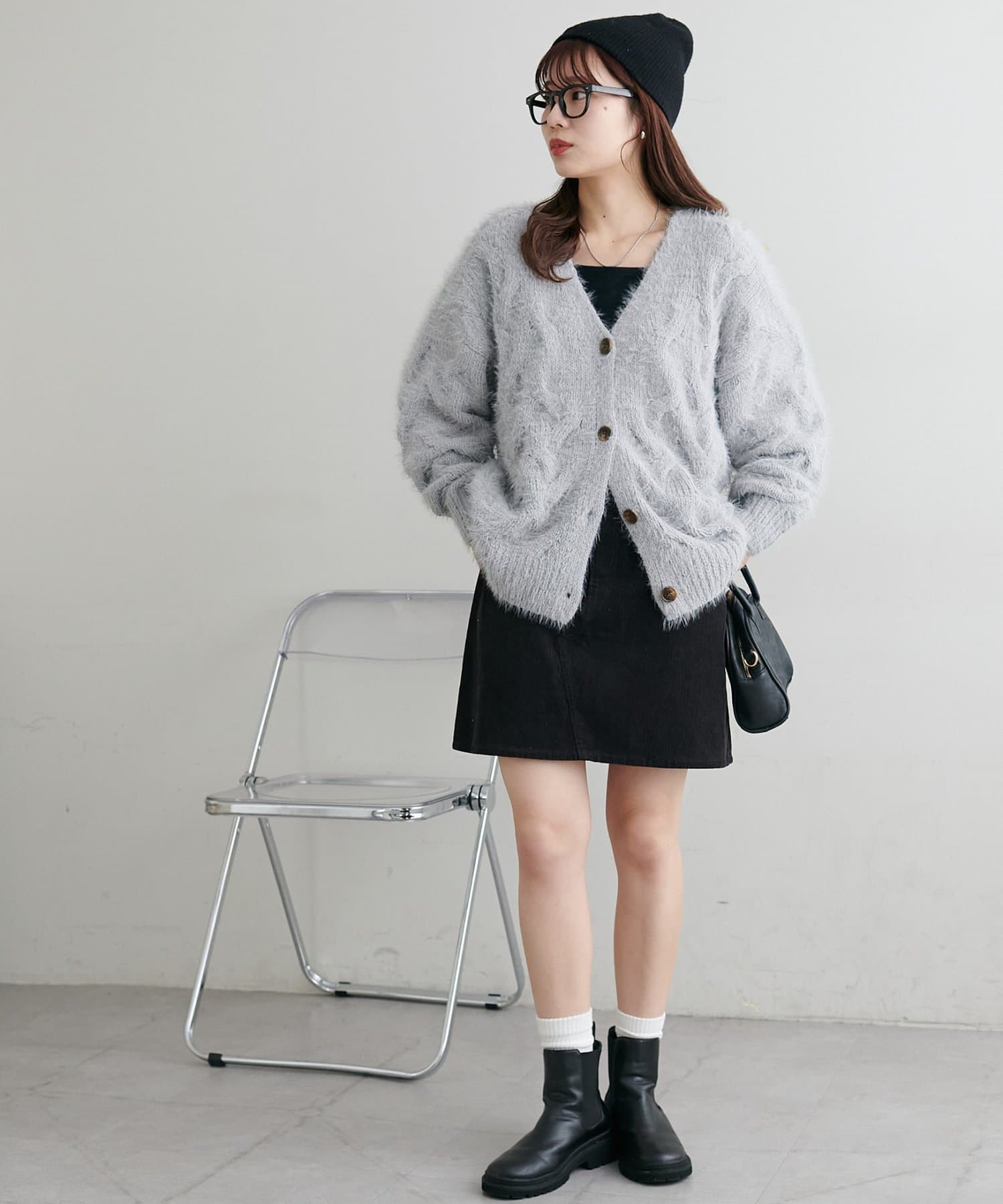 DISCOAT(ディスコート) 【WEB限定】ケーブルシャギーニットカーデ