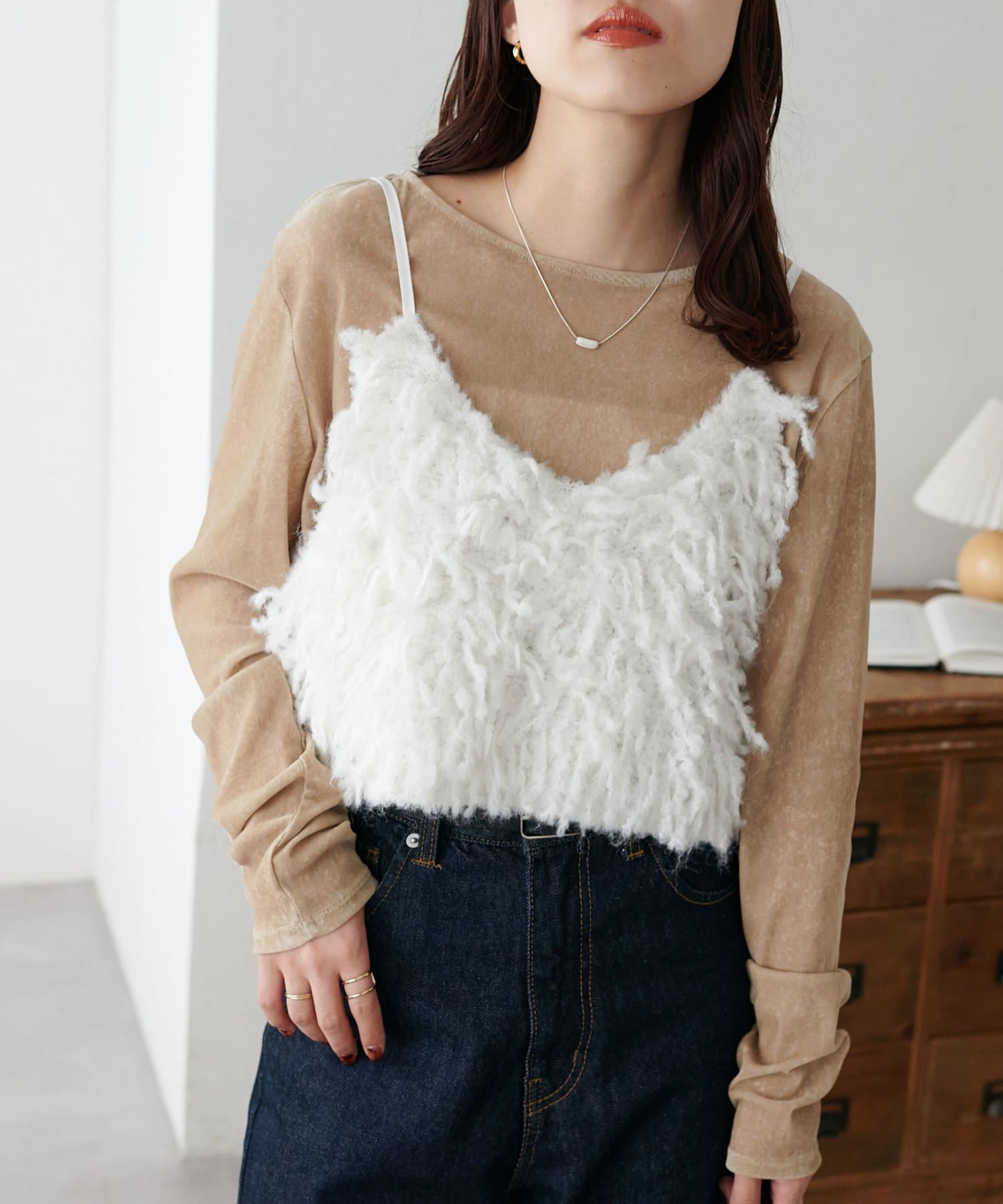 着映えアイテム/WEB限定】ウール混ループヤーンニットキャミ | DISCOAT