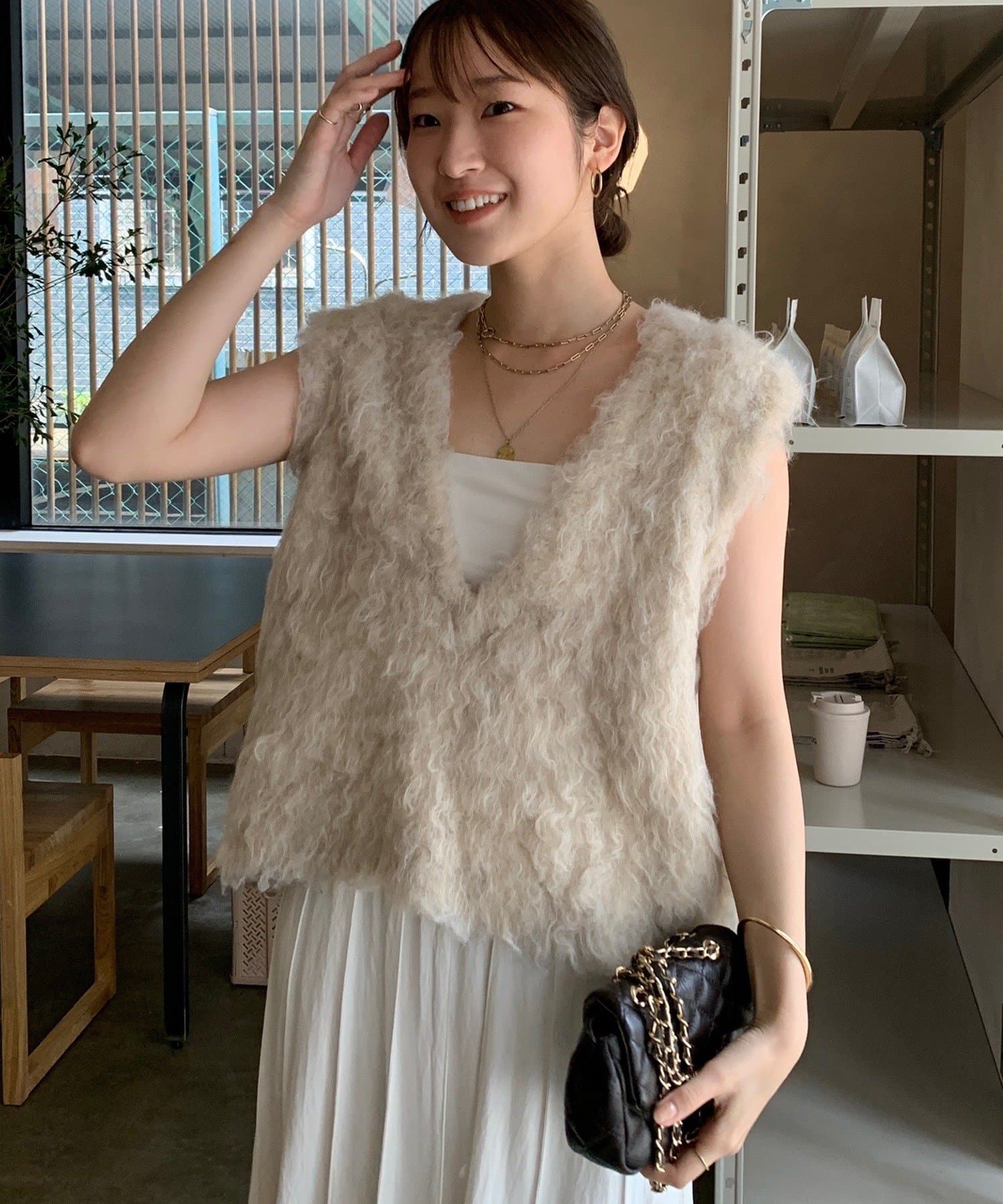 DOUDOU(ドゥドゥ) 【7/25～3日間限定 予約10％OFF】【REI企画カラーあり】シャギーニットベスト