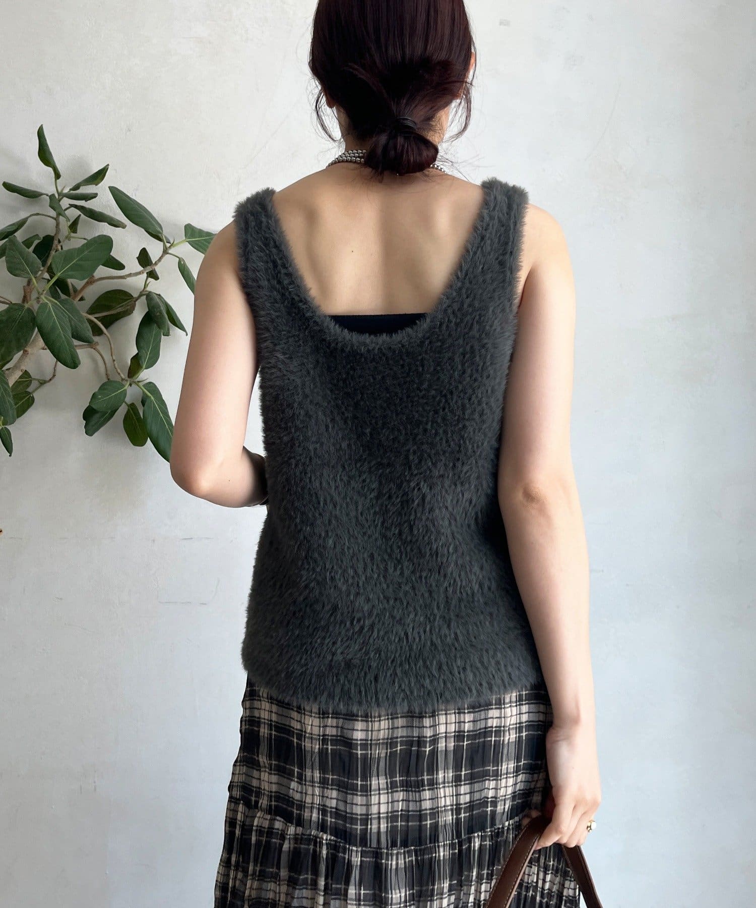 DOUDOU(ドゥドゥ) 前後2WAYシャギーニットタンクベスト