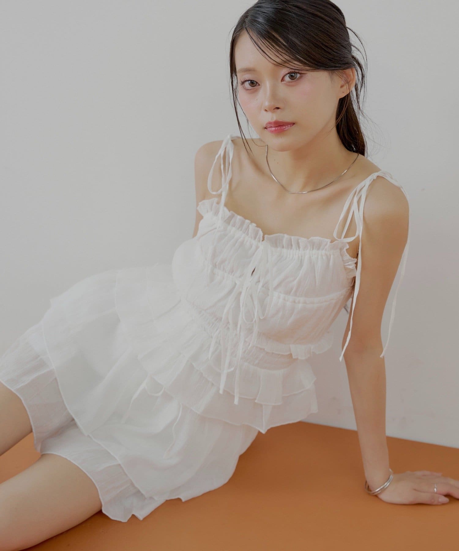 Chico(チコ) 【セットアップ】シアーレースベアキャミ＋ショートパンツセット