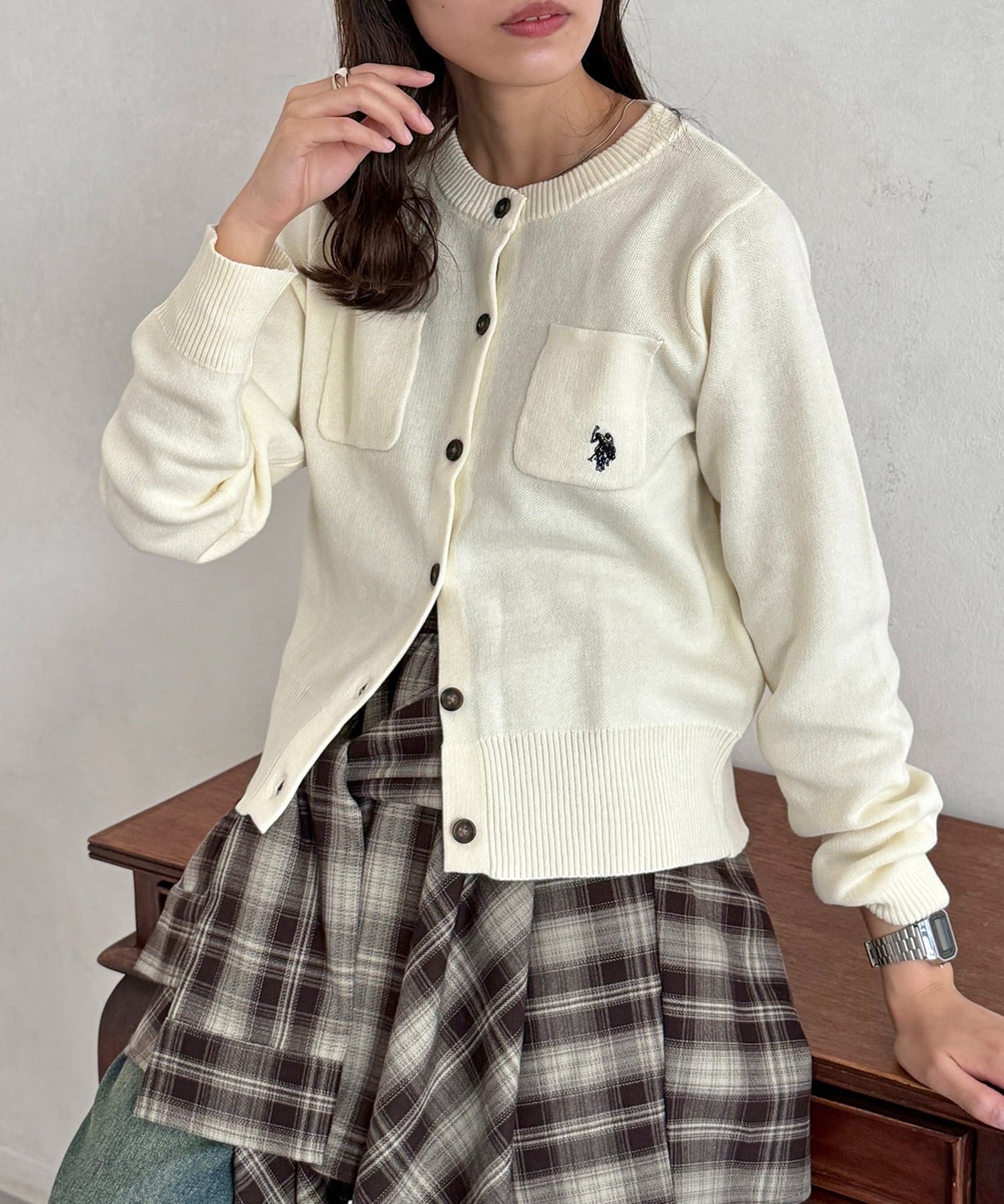 CPCM(シーピーシーエム) 【U.S. POLO ASSN.】スウェットライクポケ付きカーディガン