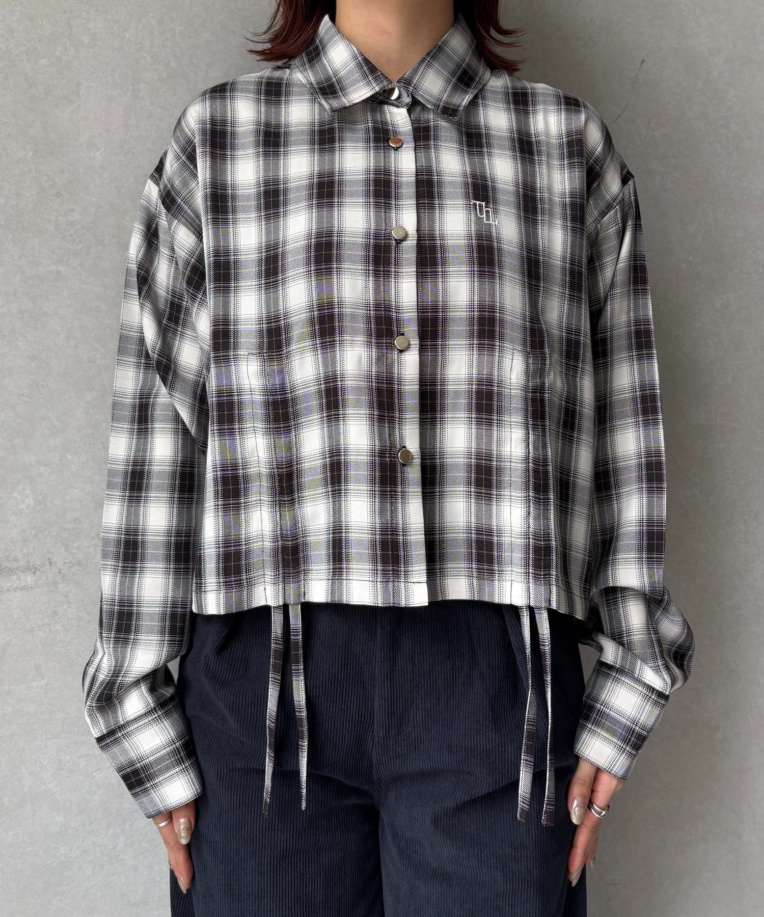 Thevon.(ゼヴォン) 【UV加工付き】ドロストチェックショートシャツ
