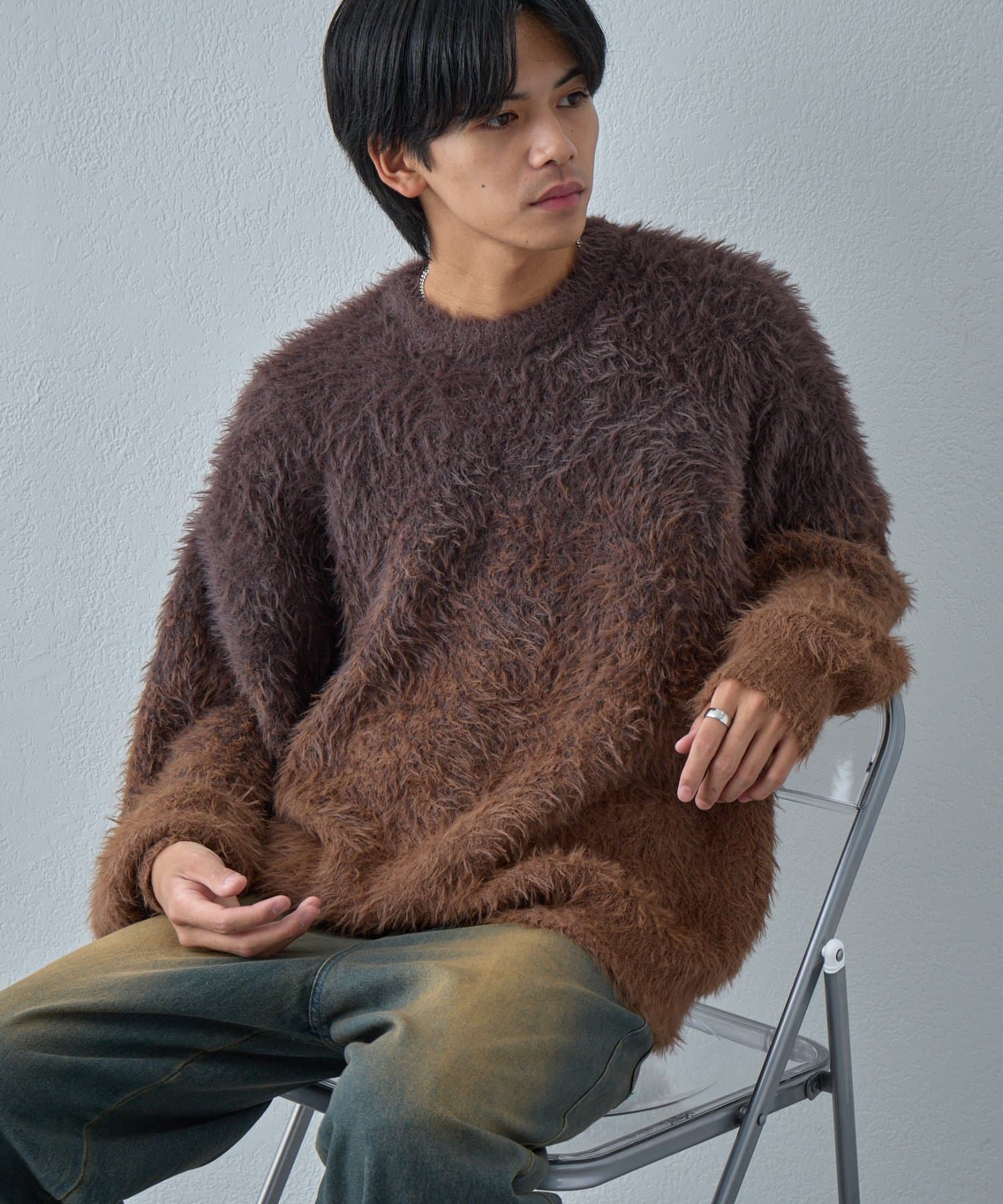 -goocy-(グーシー) フェザーヤーングラデーションニット【unisex】