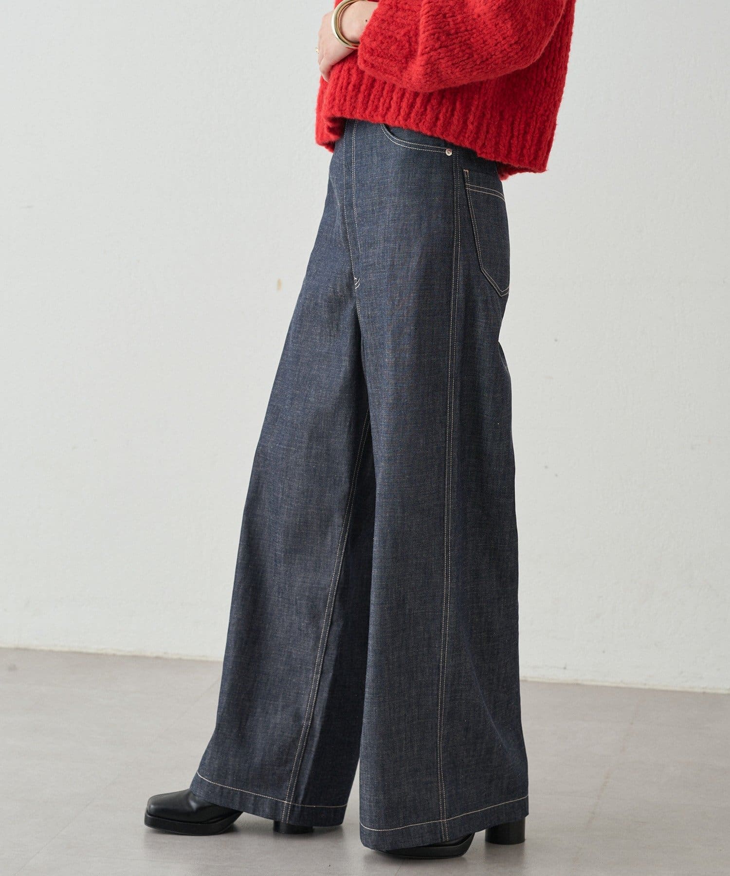 LOUNGEDRESS ハイウエストデニムパンツ Loungedress ジーンズ デニム デニムパンツ ハイウエストデニム