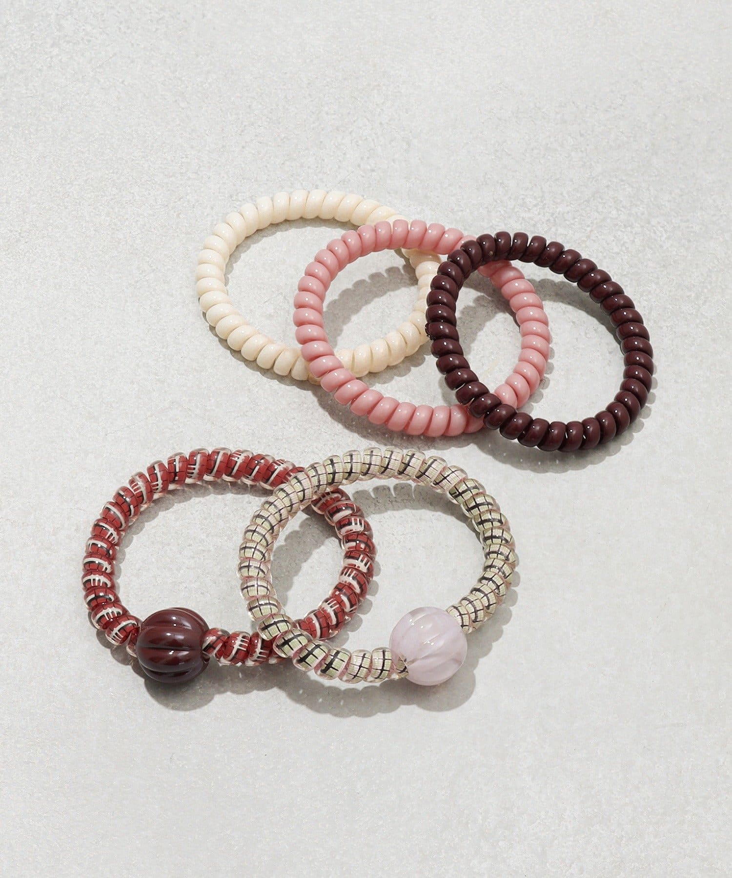 3COINS(スリーコインズ) チェック柄コイルポニー5個セット