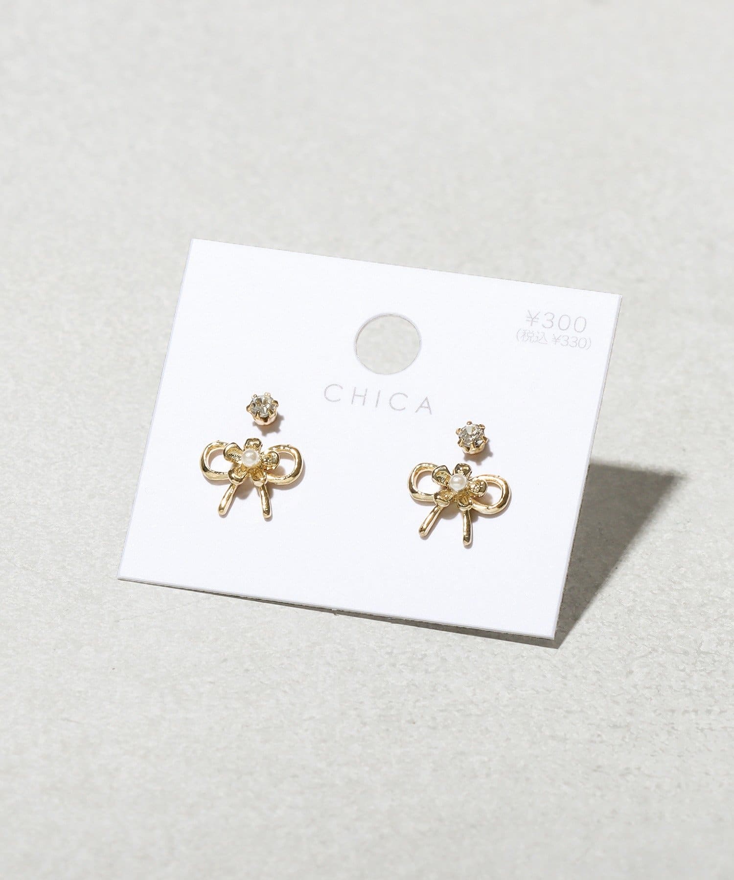 3COINS(スリーコインズ) ミニリボンピアス4個セット