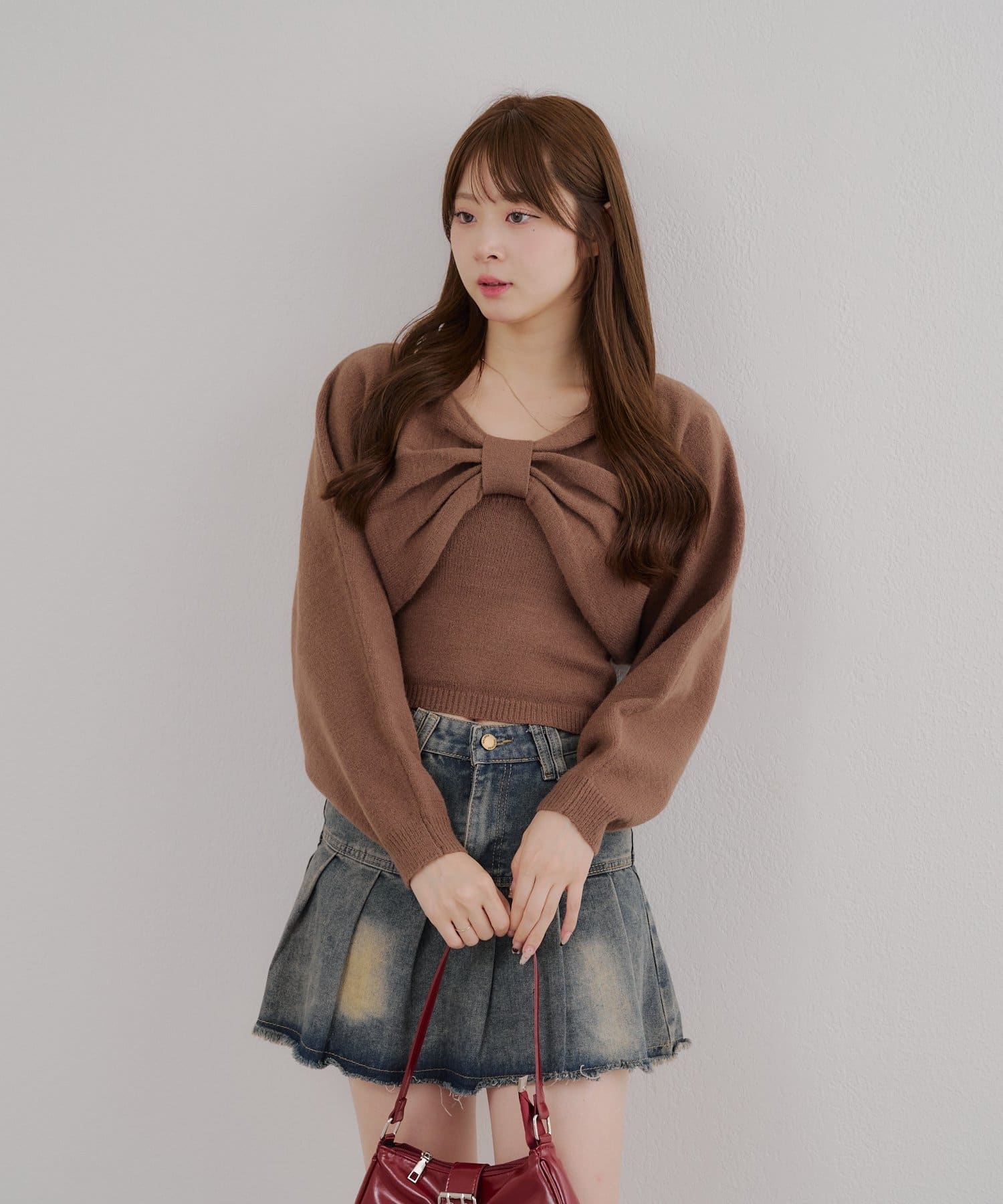 NICE CLAUP / OLIVE des OLIVE OUTLET(ナイスクラップ  / オリーブ デ オリーブ アウトレット) 【RMAF】リボン+キャミセットニット
