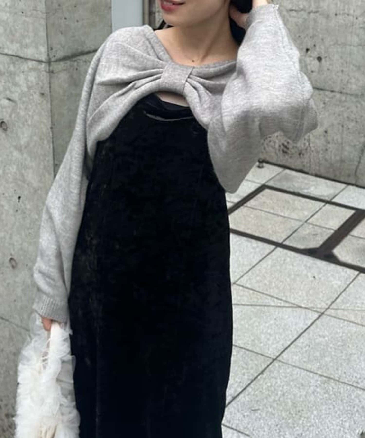 NICE CLAUP / OLIVE des OLIVE OUTLET(ナイスクラップ  / オリーブ デ オリーブ アウトレット) 【RMAF】リボン+キャミセットニット