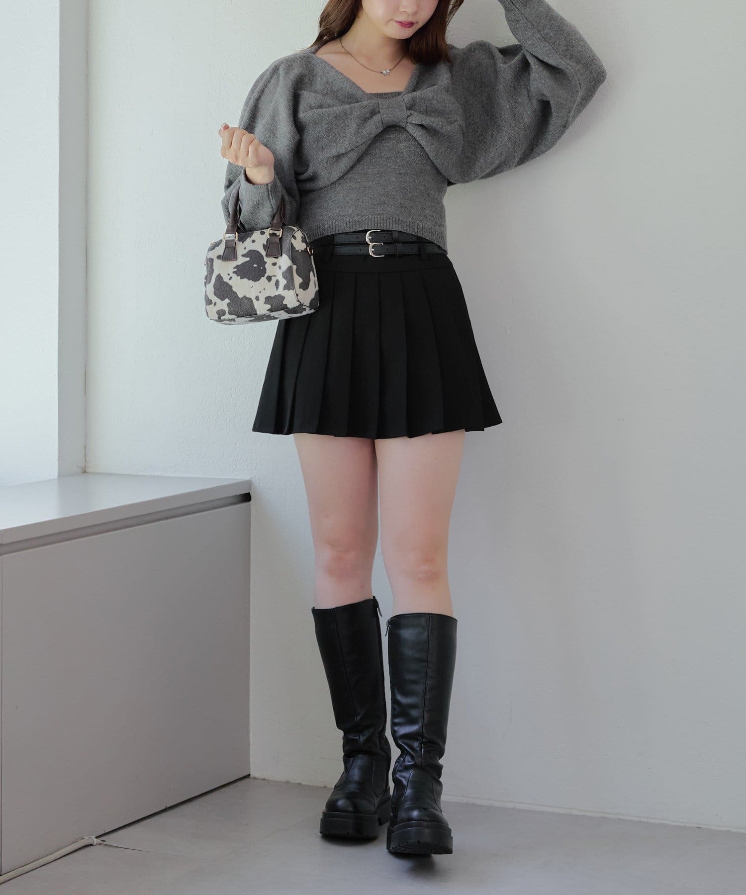 NICE CLAUP / OLIVE des OLIVE OUTLET(ナイスクラップ  / オリーブ デ オリーブ アウトレット) 【RMAF】リボン+キャミセットニット