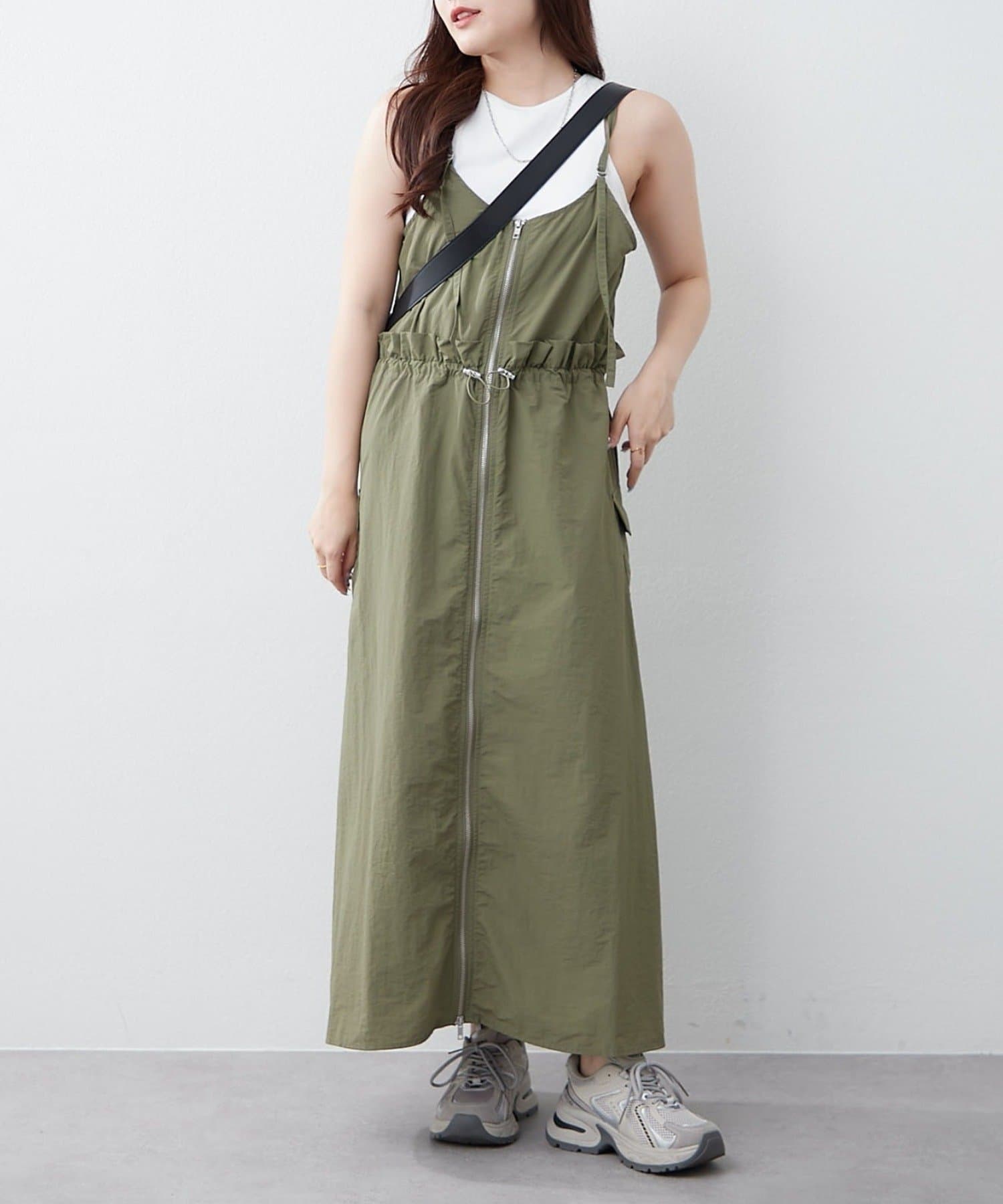 RMAF】ナイロンフロントZIPキャミワンピース | NICE CLAUP / OLIVE des
