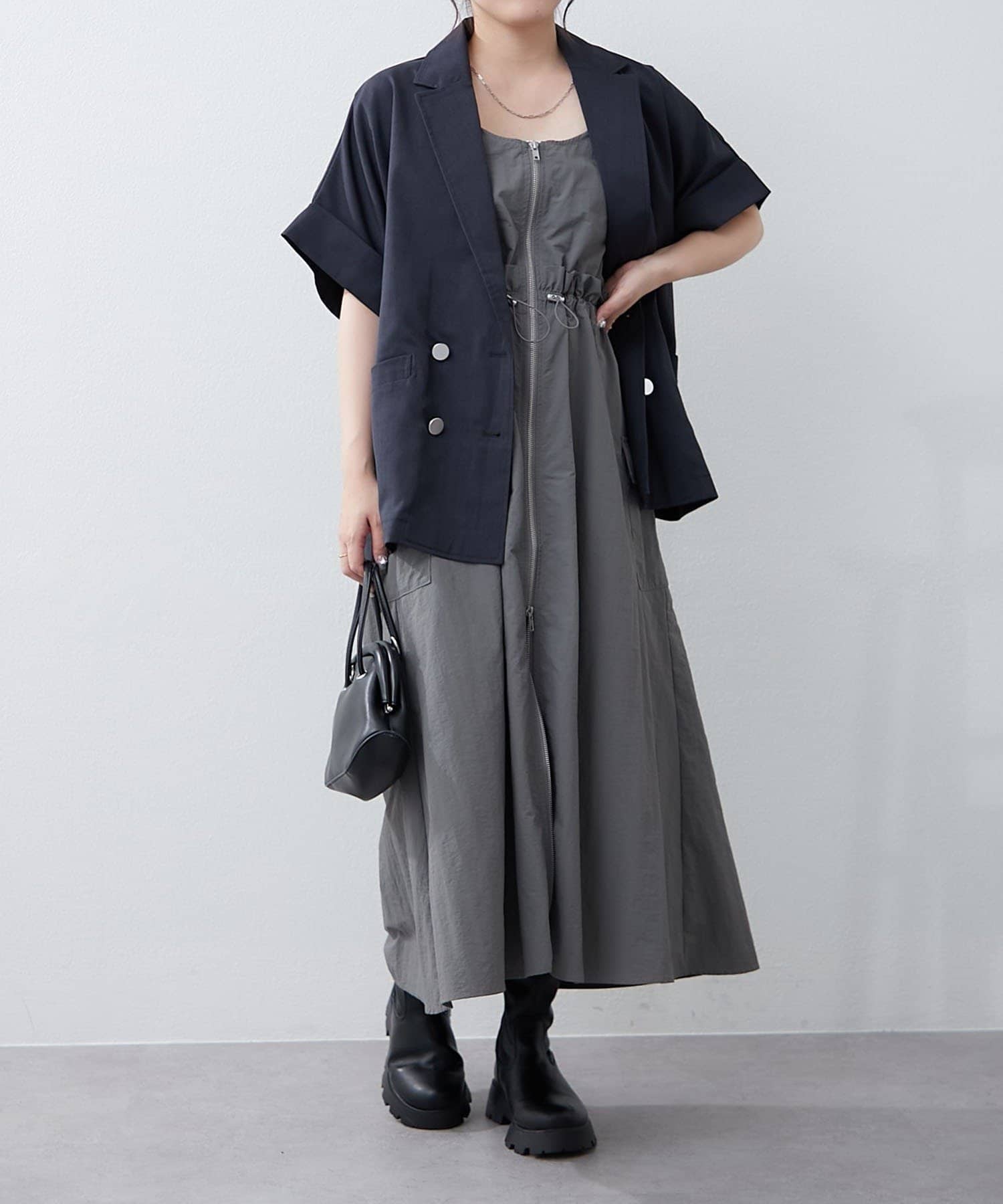 RMAF】ナイロンフロントZIPキャミワンピース | NICE CLAUP / OLIVE des