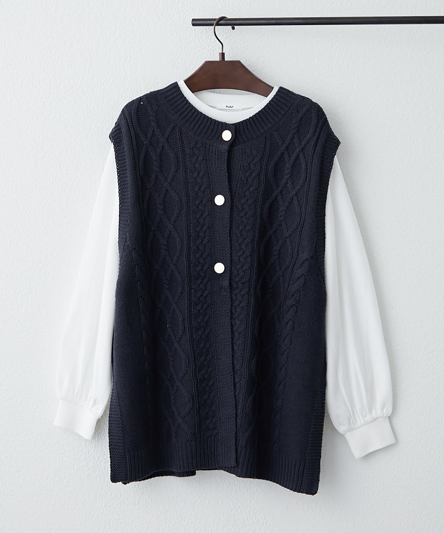 NICE CLAUP / OLIVE des OLIVE OUTLET(ナイスクラップ  / オリーブ デ オリーブ アウトレット) 2セットアイテム【RMAF】ニットベスト+ロンT