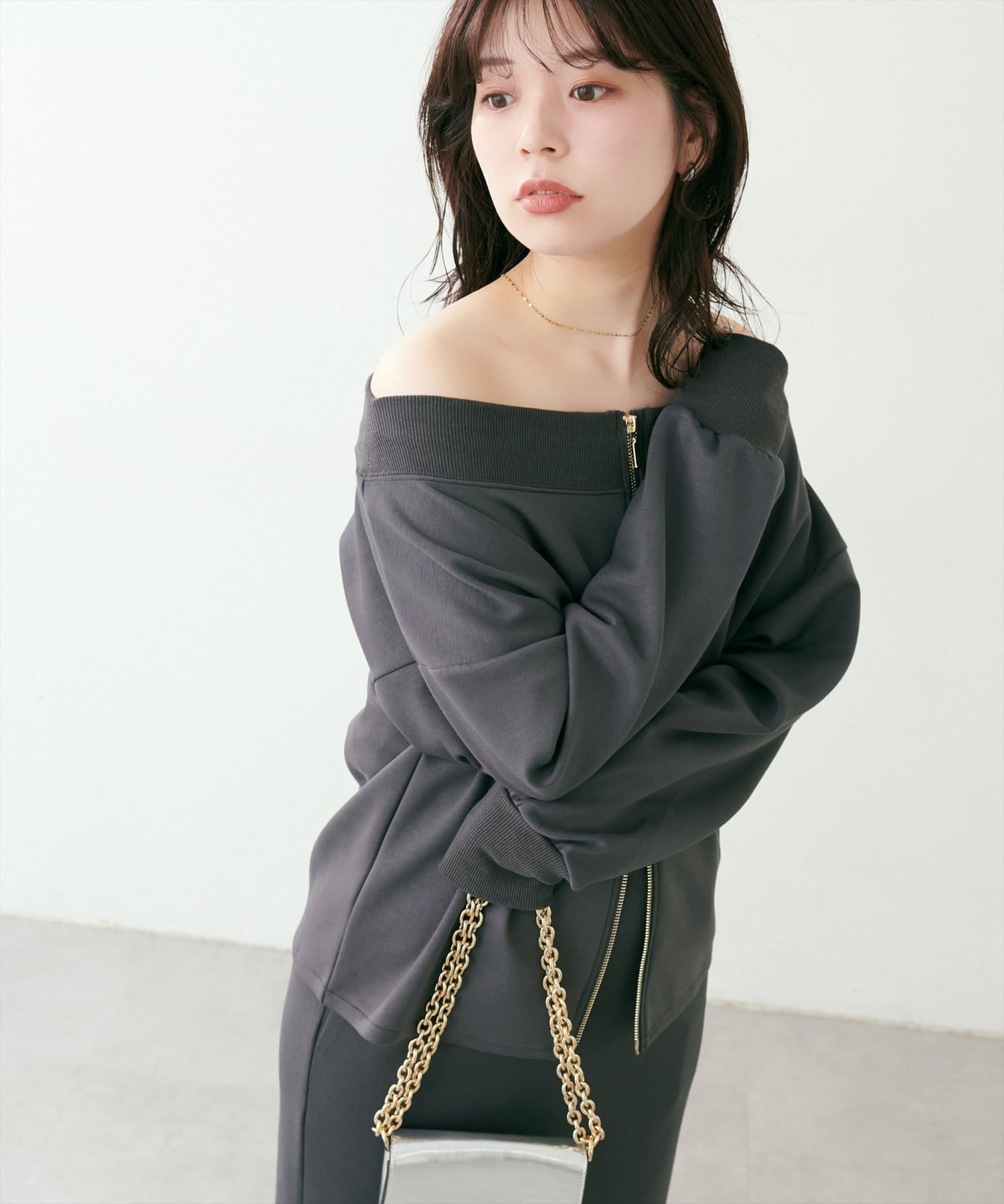 NICE CLAUP / OLIVE des OLIVE OUTLET(ナイスクラップ  / オリーブ デ オリーブ アウトレット) 【natural couture】Ｗｚｉｐふわもちダンボールプルオーバー