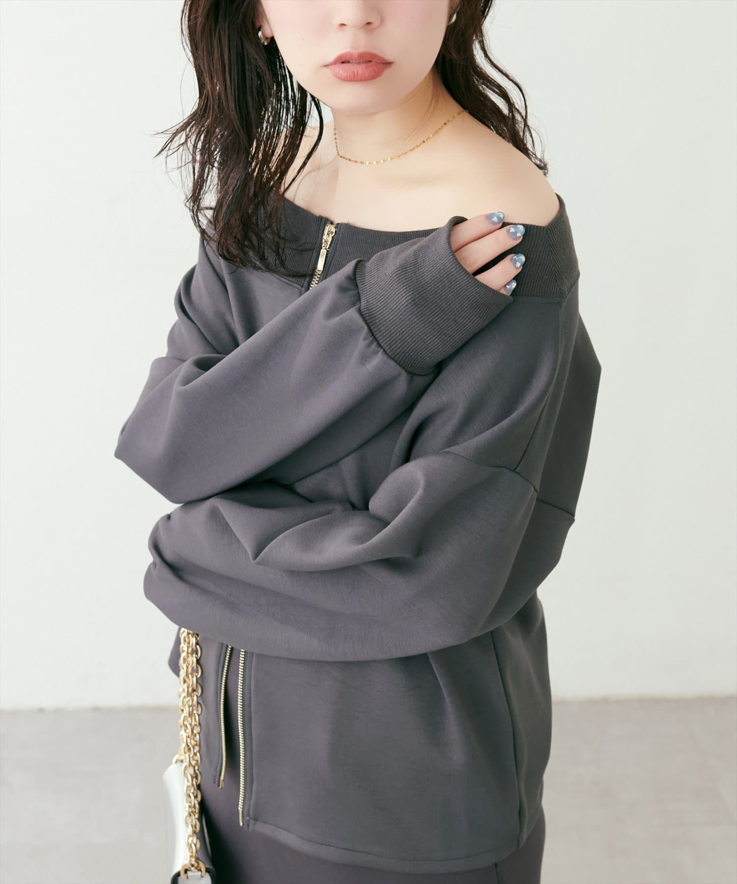 NICE CLAUP / OLIVE des OLIVE OUTLET(ナイスクラップ  / オリーブ デ オリーブ アウトレット) 【natural couture】Ｗｚｉｐふわもちダンボールプルオーバー