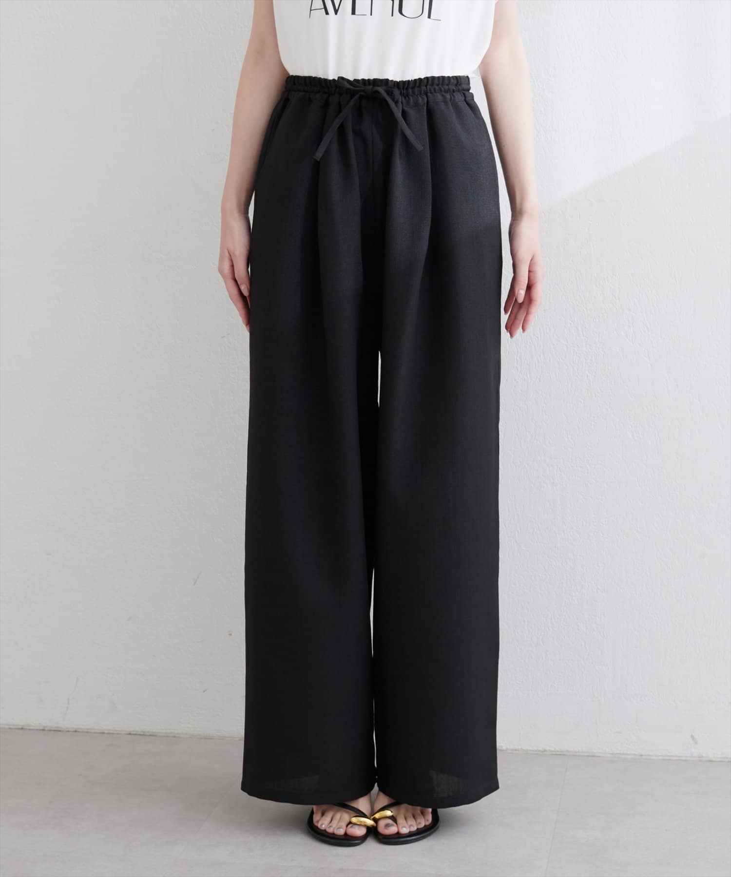 natural couture(ナチュラルクチュール) 【MyM Mahiruさん着用】【全骨格◎/2サイズ展開】イージーウエストワイドパンツ