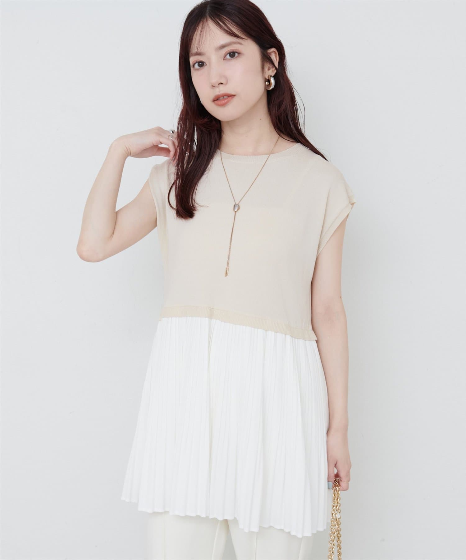 natural couture(ナチュラルクチュール) プリーツドッキングニット