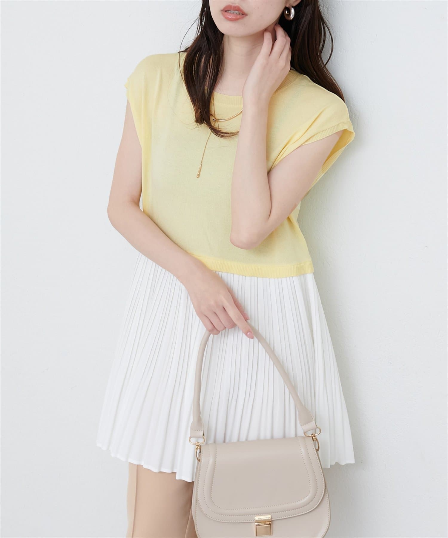 natural couture(ナチュラルクチュール) プリーツドッキングニット