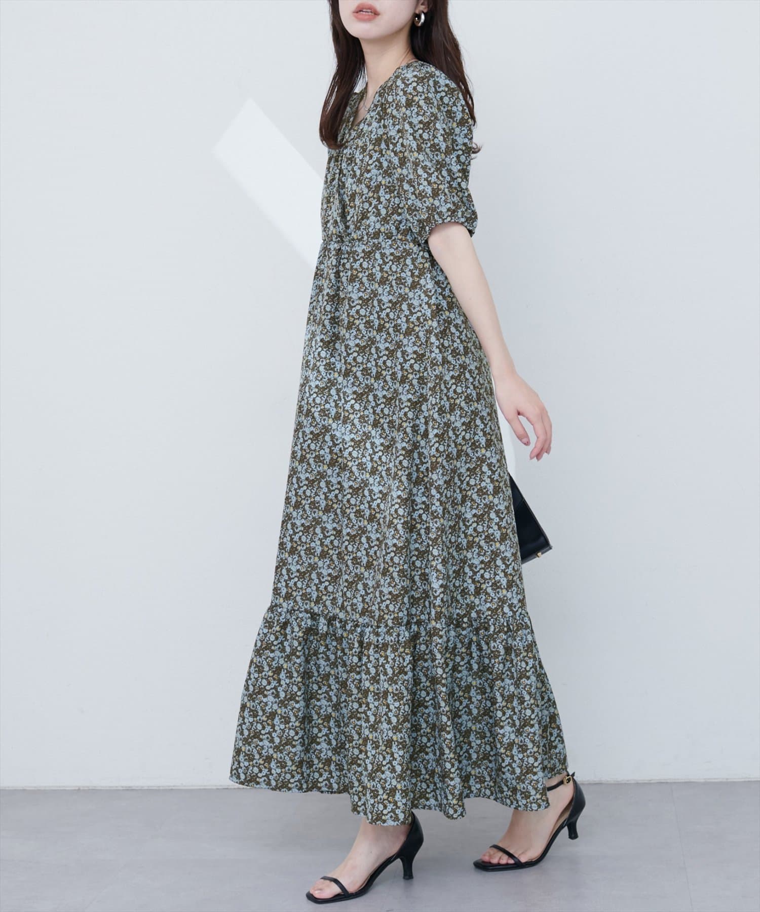 natural couture(ナチュラルクチュール) 【WEB限定】カシュクールパフスリーブワンピース